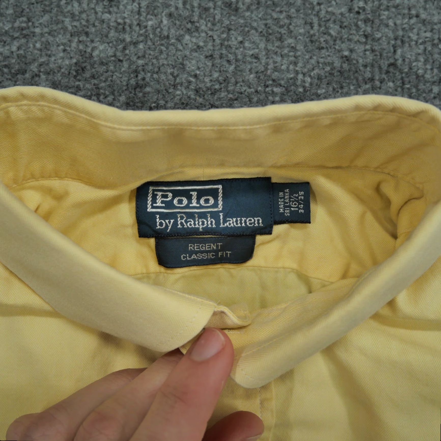 Polo Ralph Lauren VINTAGE Ralph Lauren Shirt Mens Button-Up Polo Dress 16.5 34 35 Yellow Knit Cotton Classic Logo Men Button-Down Collared Casual Size 46R - 4 Thumbnail