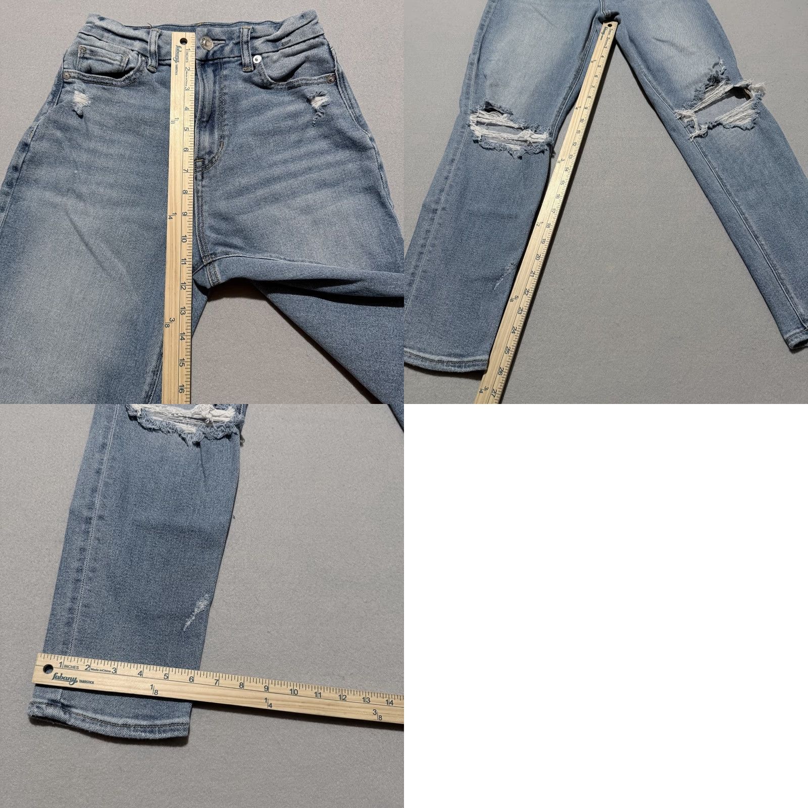 American Eagle Outfitters American Eagle Jeans Women's Blue Distressed Stretch Straight 0 5-Pocket Denim 24in Inseam High Rise 26in - 90s Theme Mens Womens Girls Size 25" / US 0 / IT 36 - 9 Thumbnail