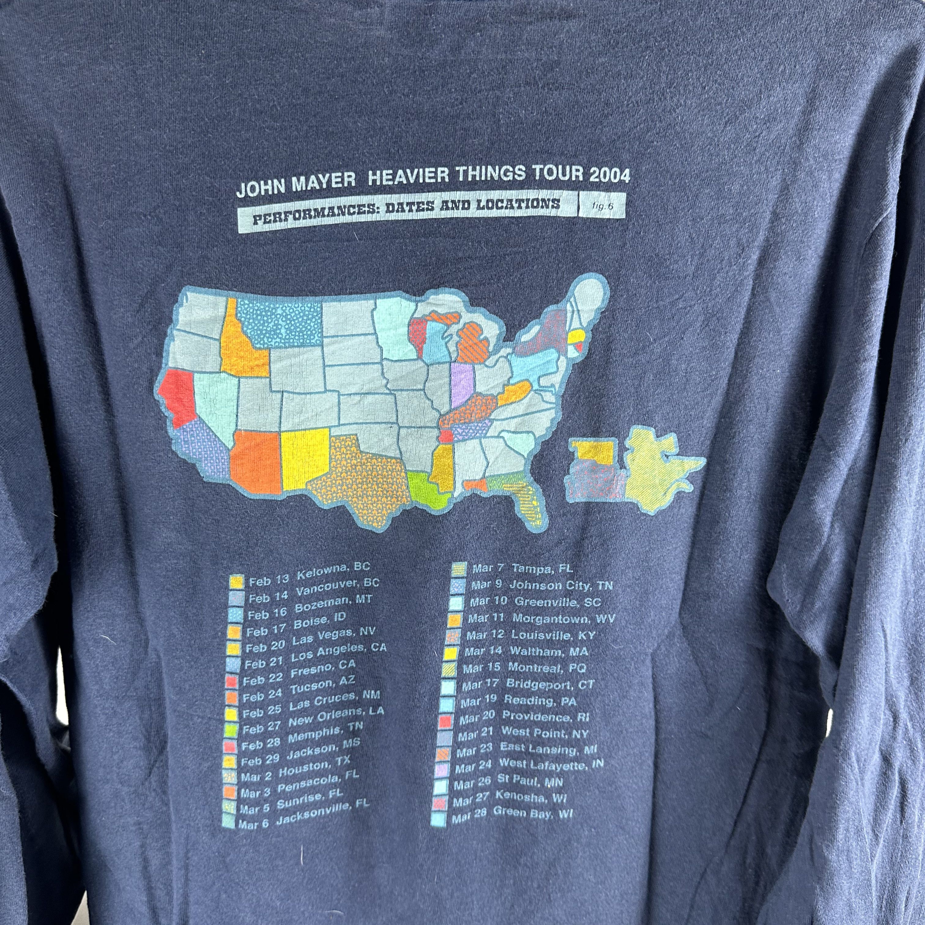 Vintage 2004 John Mayer Heavier Things Tour Long-sleeve T-Shirt Size US S / EU 44-46 / 1 - 4 Thumbnail