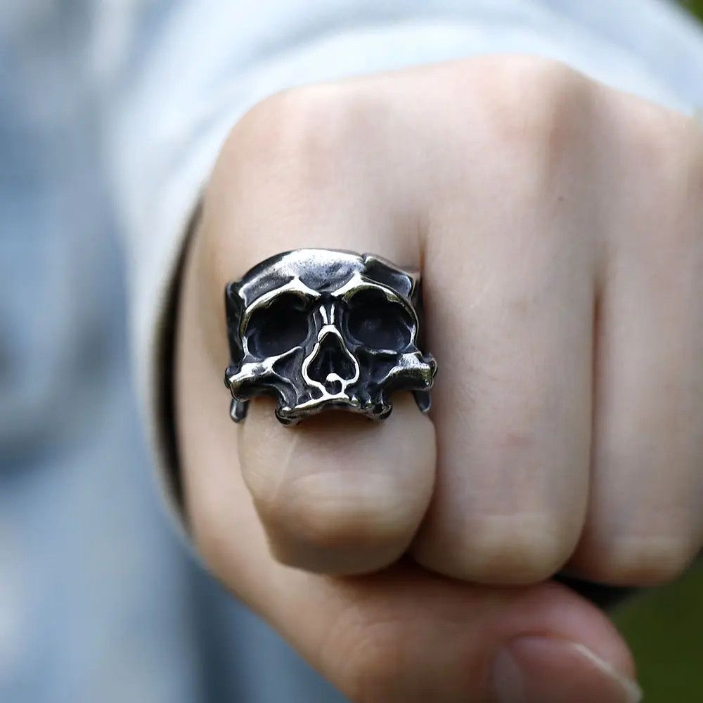 Jewelry Retro Biker Skull Ring Size ONE SIZE - 1 Thumbnail