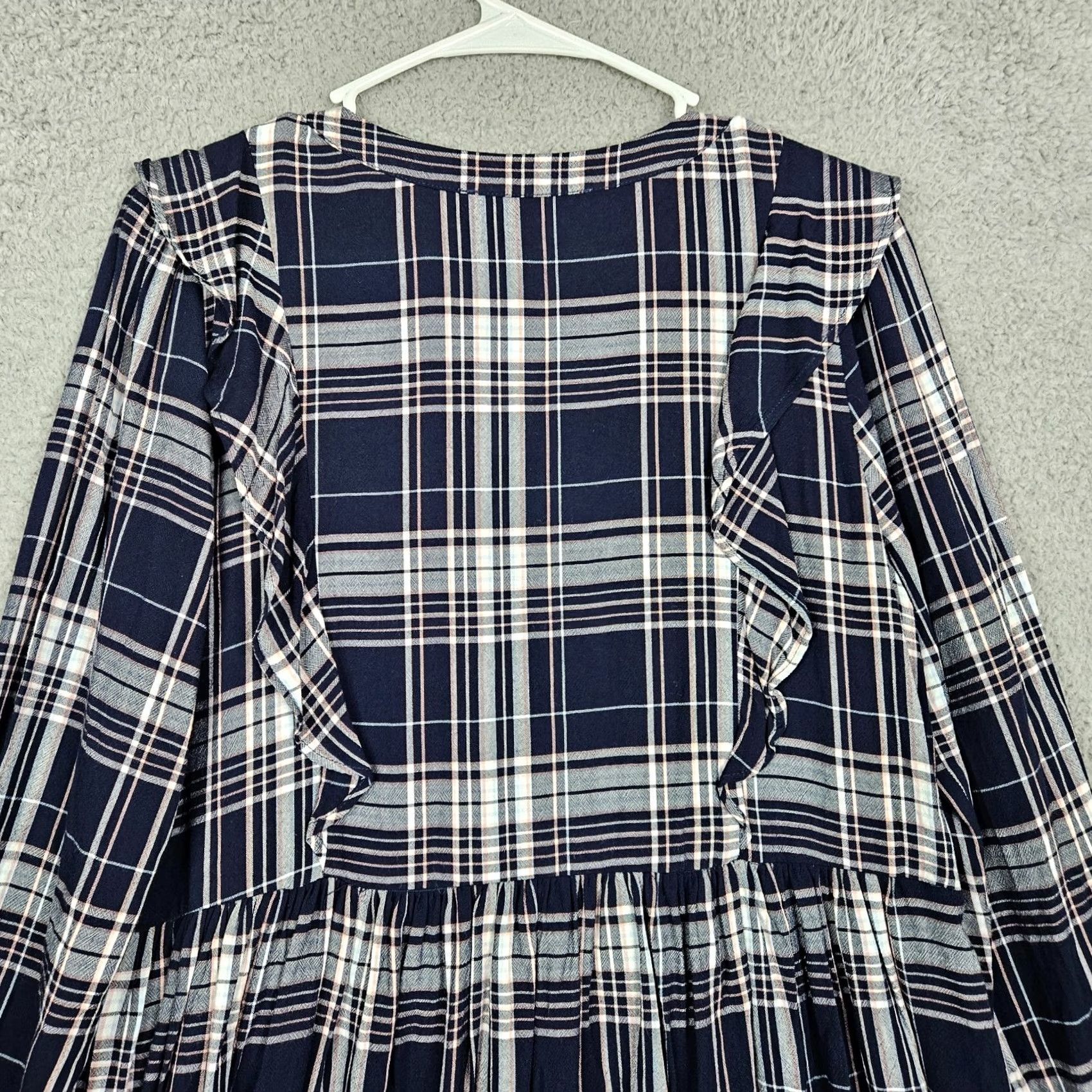 Loft VINTAGE Loft LOFT Plaid Ruffle Long Sleeve Swing Dress Sz S NEW Size S / US 4 / IT 40 - 3 Thumbnail