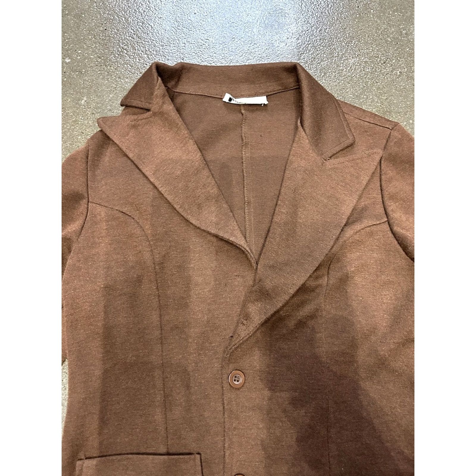 Vintage VINTAGE Queen Casuals Blazer Jacket Womens Small Brown Knit Single-Breasted Shirt Adult Small Brown Knit Size S / US 4 / IT 40 - 2 Thumbnail