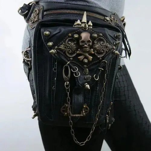 Leather Crossbody Shoulder / Drop Leg Leather Punk Rock Bag Size ONE SIZE - 2 Thumbnail
