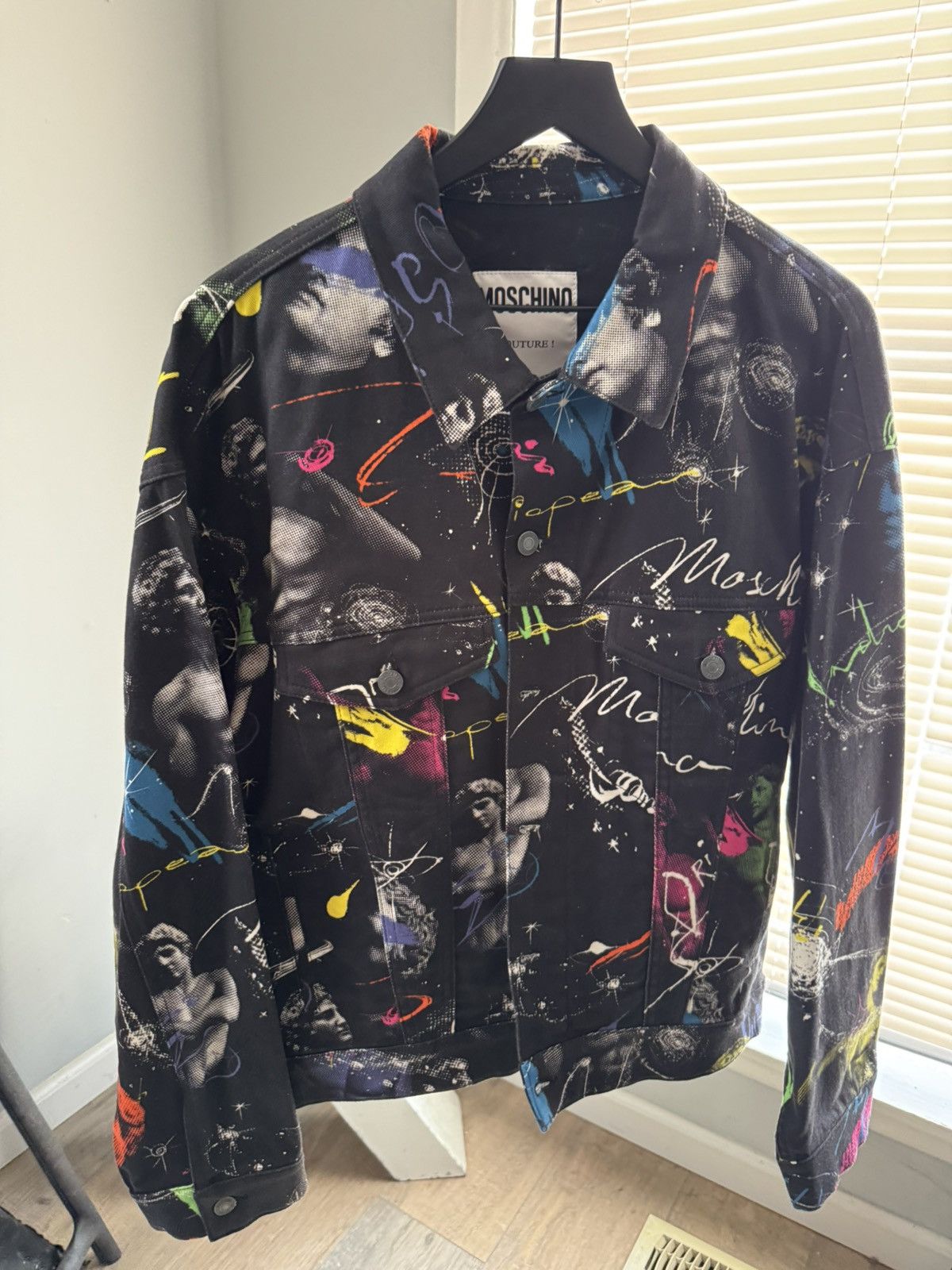 Moschino MOSCHINO Galaxy-Print Denim Jacket Size US M / EU 48-50 / 2 - 3 Thumbnail