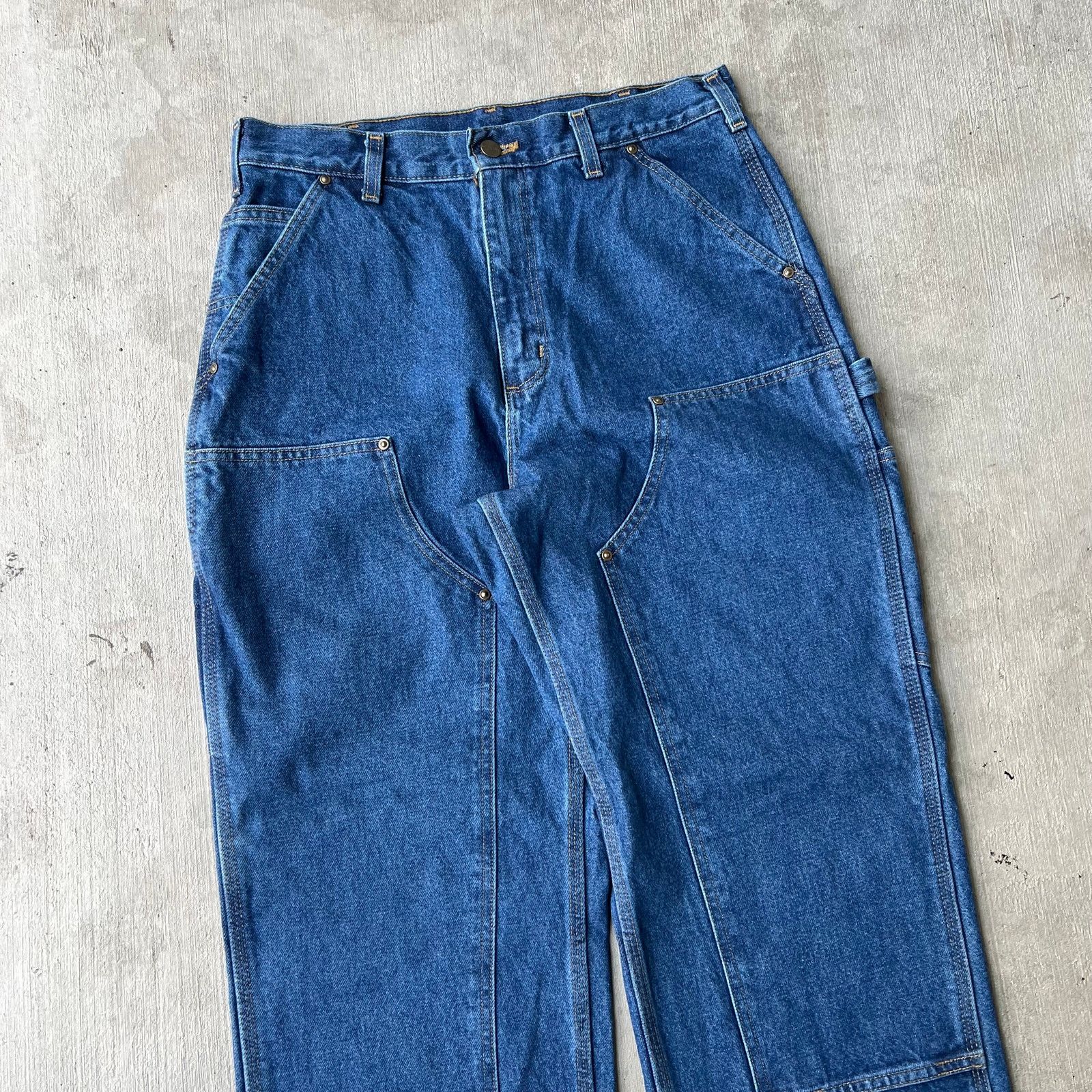 Carhartt × Vintage Carhartt NWT denim blue jeans double knee work wear pants Size US 31 - 2 Thumbnail