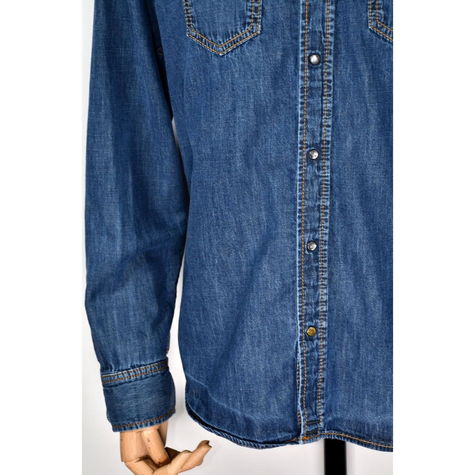 Diesel Diesel Shirt Denim Long Sleeve Slim Fit Snap Pockets Men XL Blue - 100% Cotton, Classic Fit, Button-Up, Casual/Party/Cocktail Size US XL / EU 56 / 4 - 6 Thumbnail