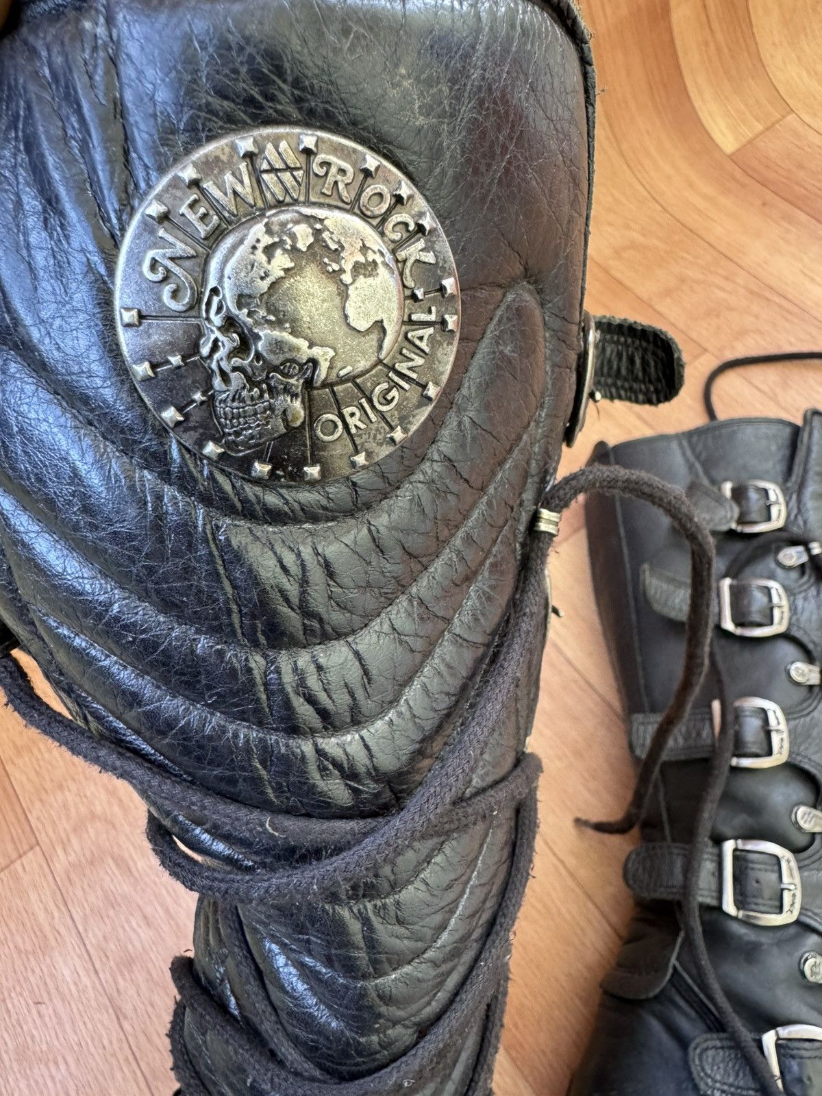 New Rock 🔥 Y2K New Rock Black leather Skull boots Size US 8 / IT 38 - 8 Thumbnail