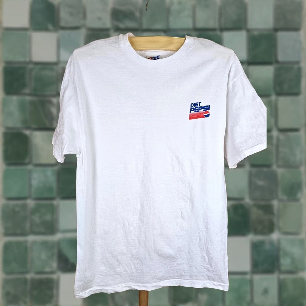 Hanes VINTAGE 90' DIET PEPSI COMPANY PROMO WHITE SINGLE STITCH COTTON T-SHIRT SZ LARGE Size US L / EU 52-54 / 3 - 1 Thumbnail