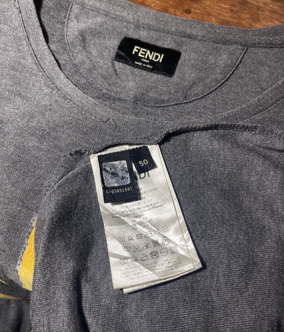 Fendi Fendi Faces T-shirt in Grigio Melangegiallo Size US M / EU 48-50 / 2 - 6 Thumbnail