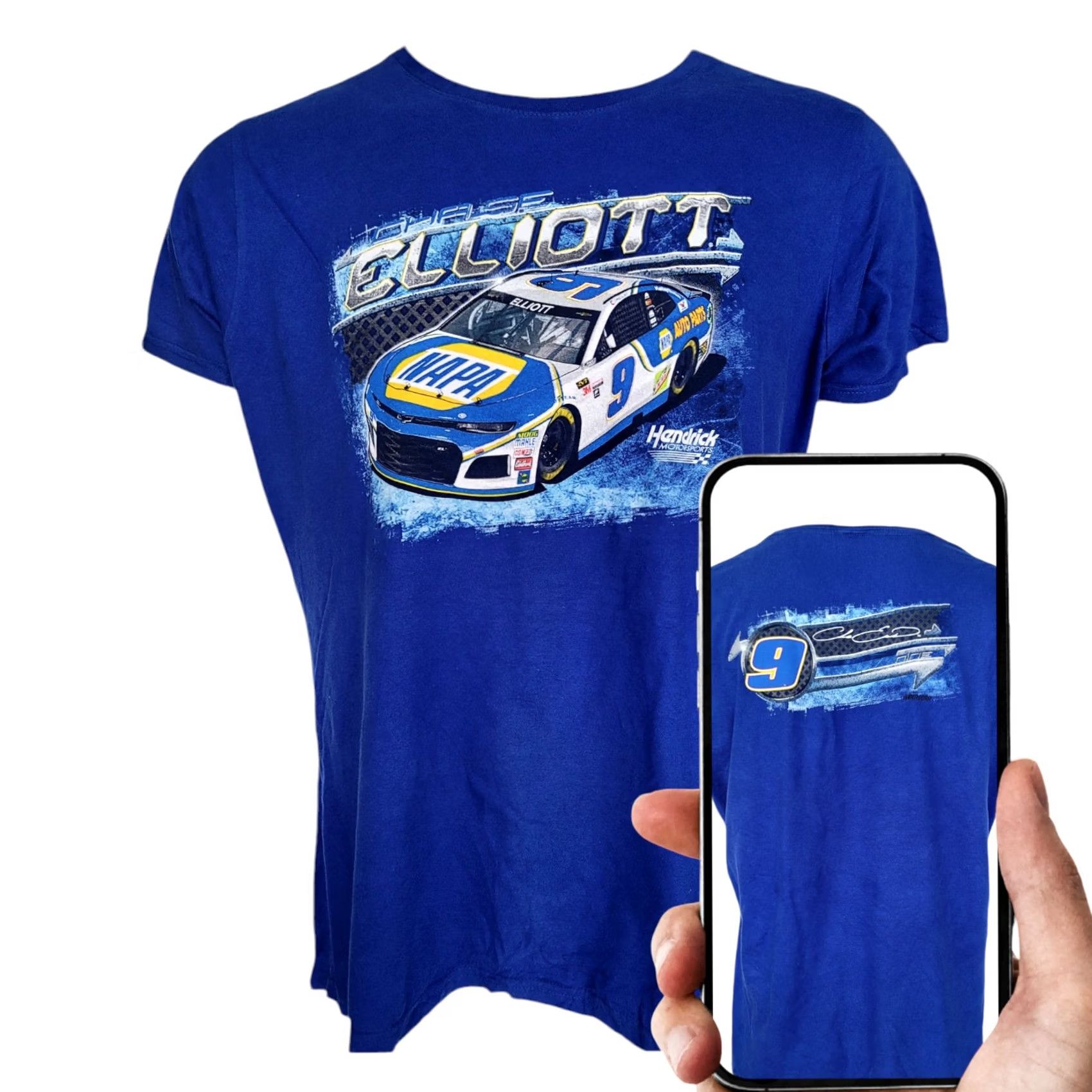 NASCAR VINTAGE Hendrick Motorsports Chase Elliott NAPA NASCAR Graphic T-Shirt 2XL Blue 100% Cotton Graphic Print Crew Neck Short Sleeve Mens Size US XXL / EU 58 / 5 - 2 Thumbnail