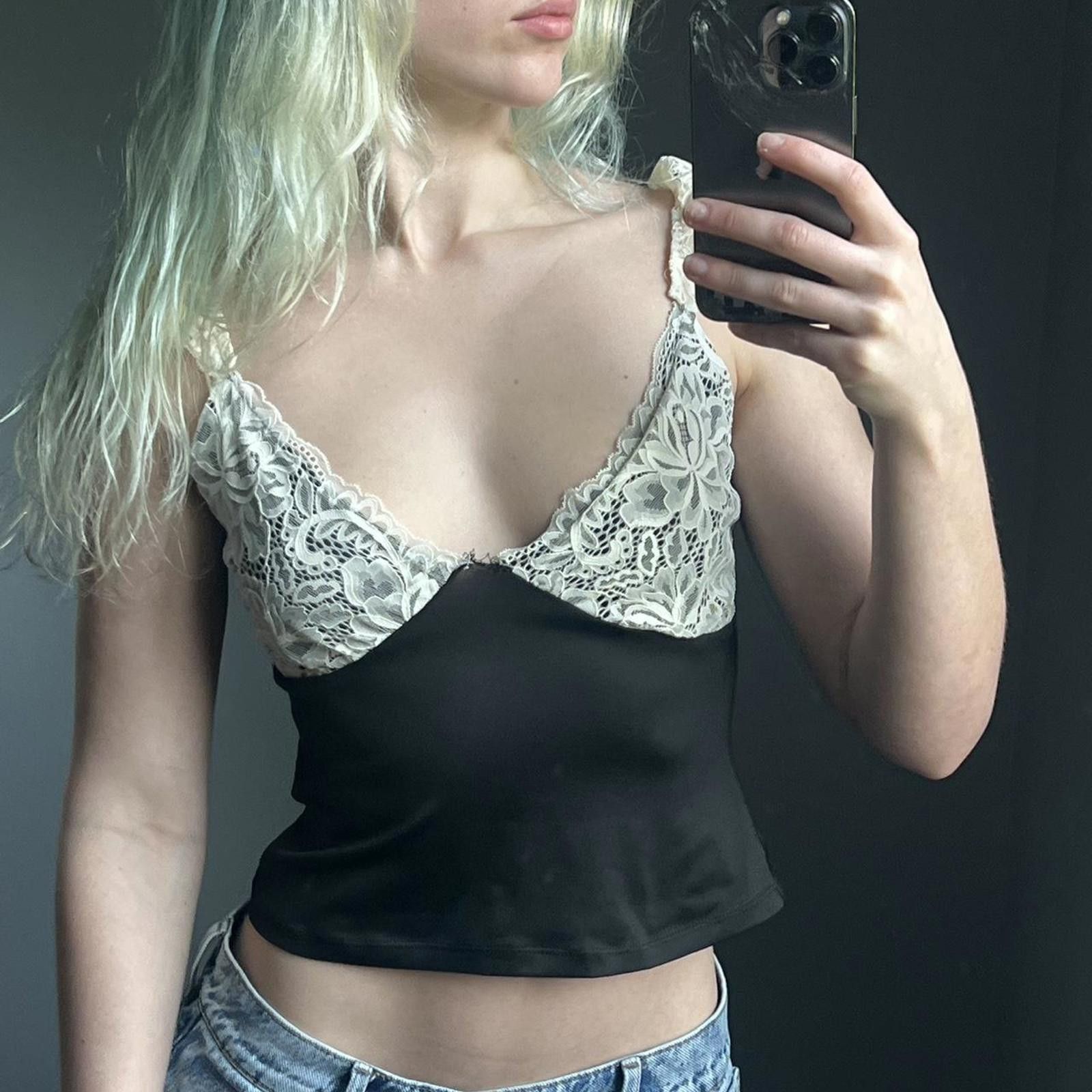 Windsor Smith Black silky cami top with lace straps Size S / US 4 / IT 40 - 2 Thumbnail
