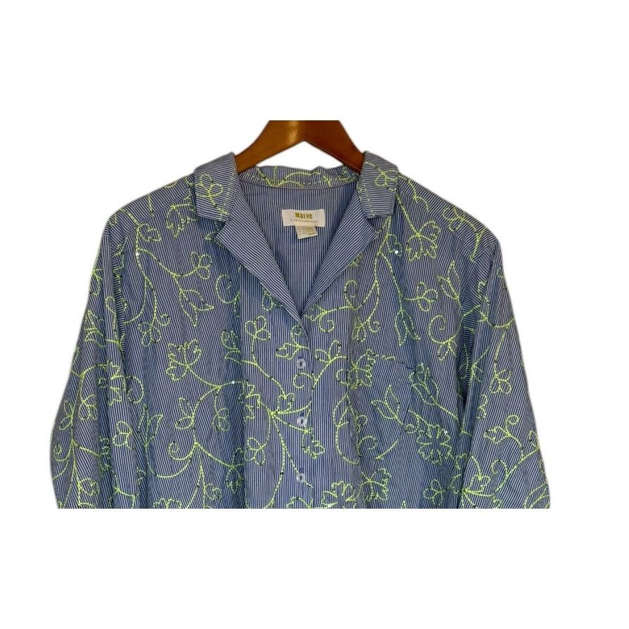 Anthropologie Anthropologie Maeve Shirt Women 2 Blue Embroidered Button Up Size XS / US 0-2 / IT 36-38 - 2 Thumbnail