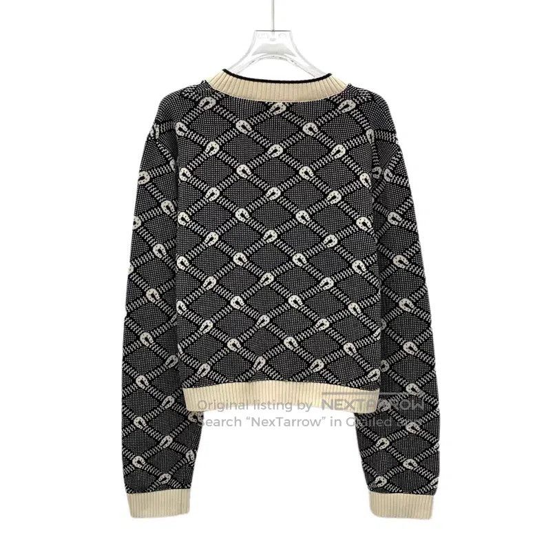 Gucci Gucci 22 black diamond plaid cotton V-neck long-sleeved kn Size US L / EU 52-54 / 3 - 2 Thumbnail