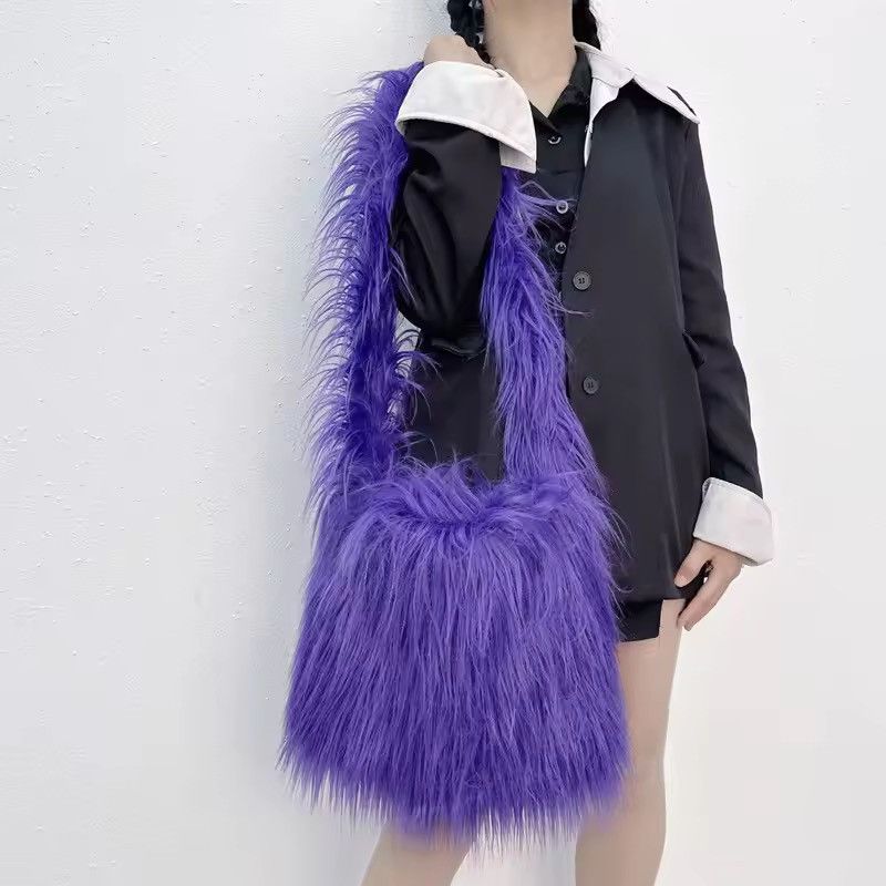 Vintage Faux Fur Y2k Streetwear Retro Crossbody Shoulder Bag Size ONE SIZE - 2 Thumbnail