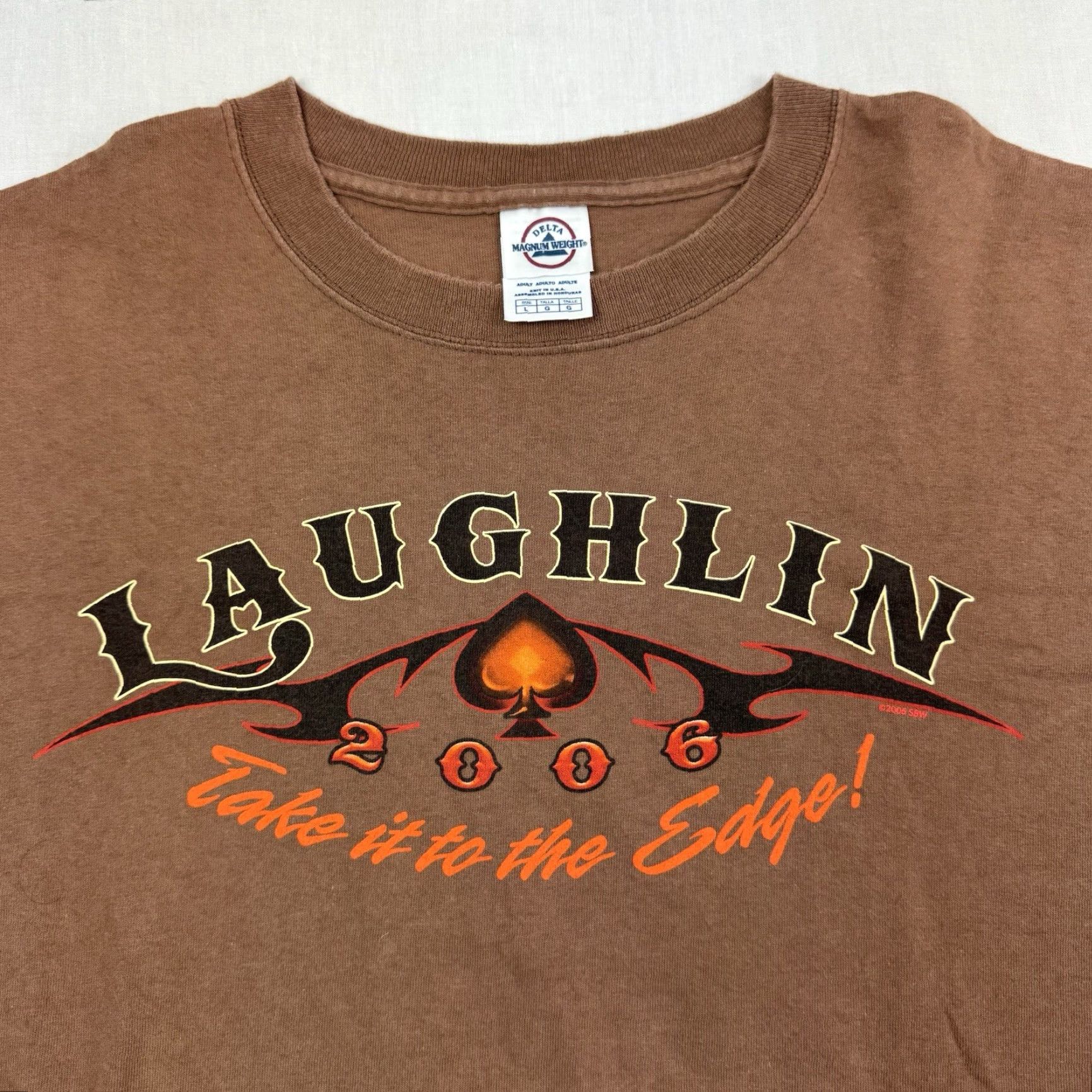 Delta VINTAGE Laughlin Nevada Biker T Shirt Men's L Brown Graphic Print 2006 Motorcycle Punk Grunge USA Band/Theme: Biker Mens L Brown Size US L / EU 52-54 / 3 - 2 Thumbnail