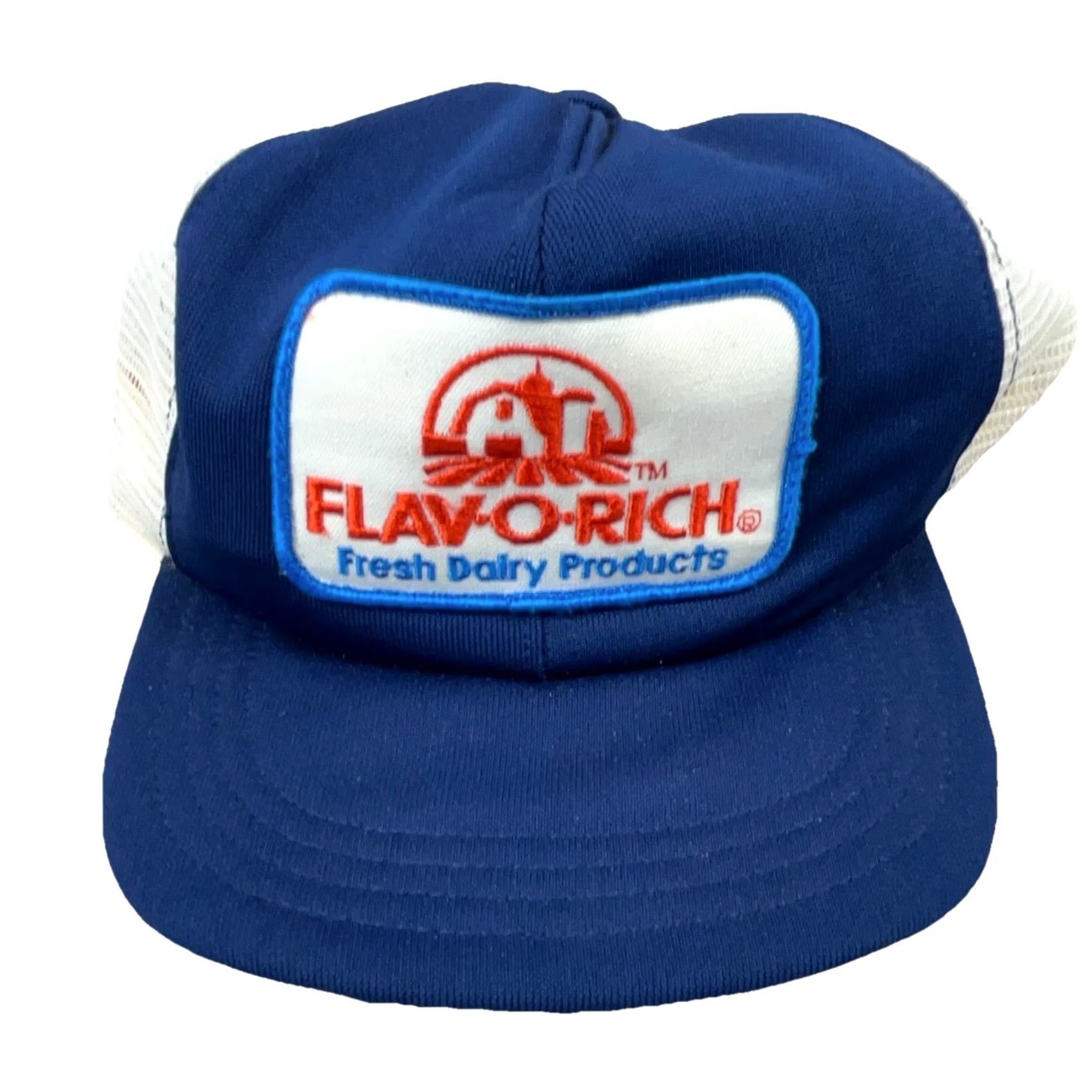 Vintage VINTAGE Riverside Trucker Hat Cap Blue USA 80s 90s Patch Flav O Rich Dairy Farm Mens Size ONE SIZE - 2 Thumbnail