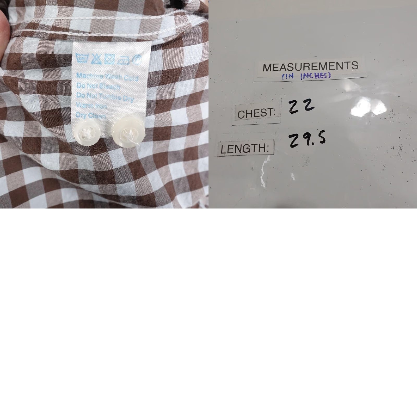 Vintage Twillory Dress Shirt Mens 16 32/33 Brown Gingham Slim Fit Long Sleeve Tailored Size 42R - 8 Thumbnail