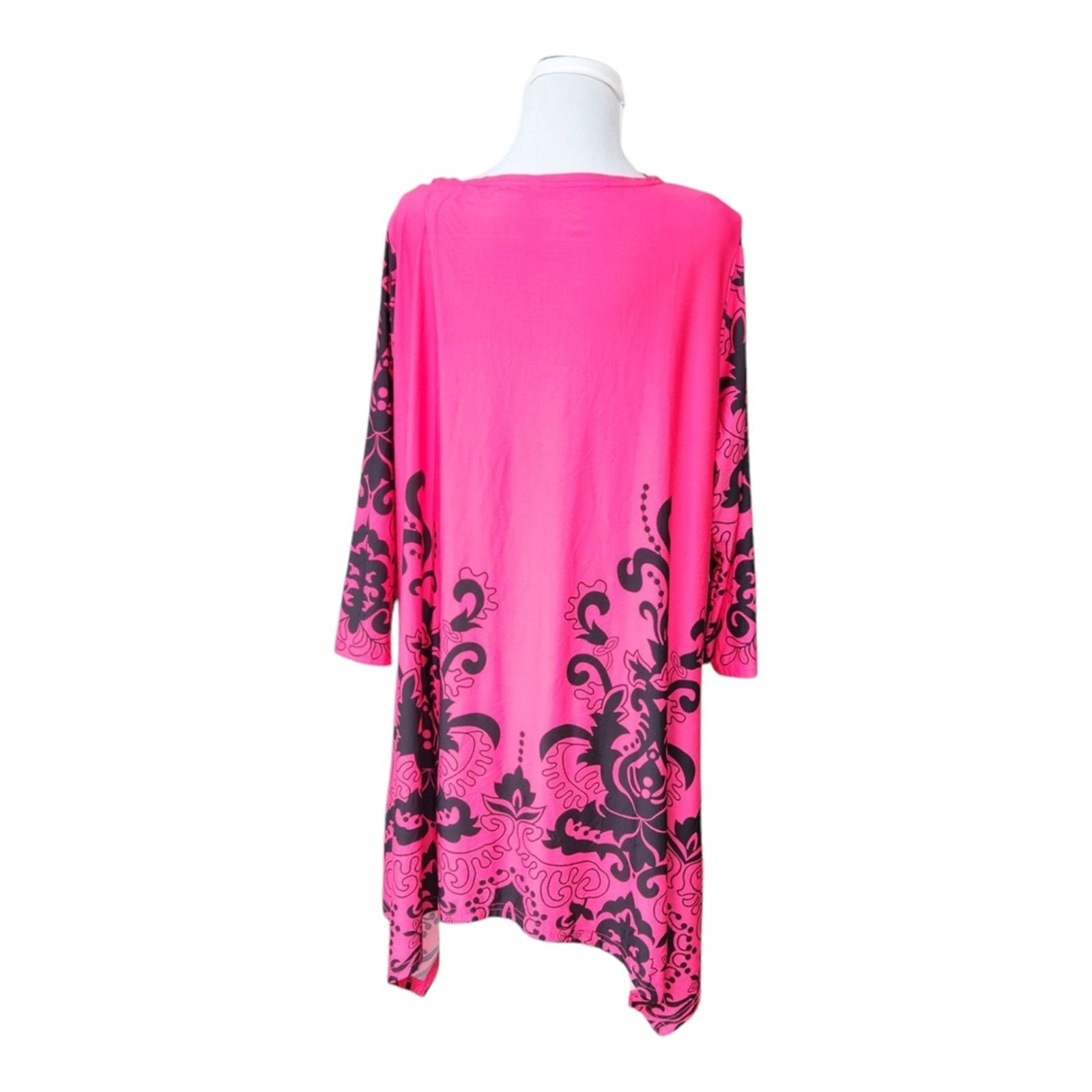 White Mark White Mark Size 3XL Top Pink Baroque Oversized Asymmetrical Size 3XL / US 20-22 - 3 Thumbnail