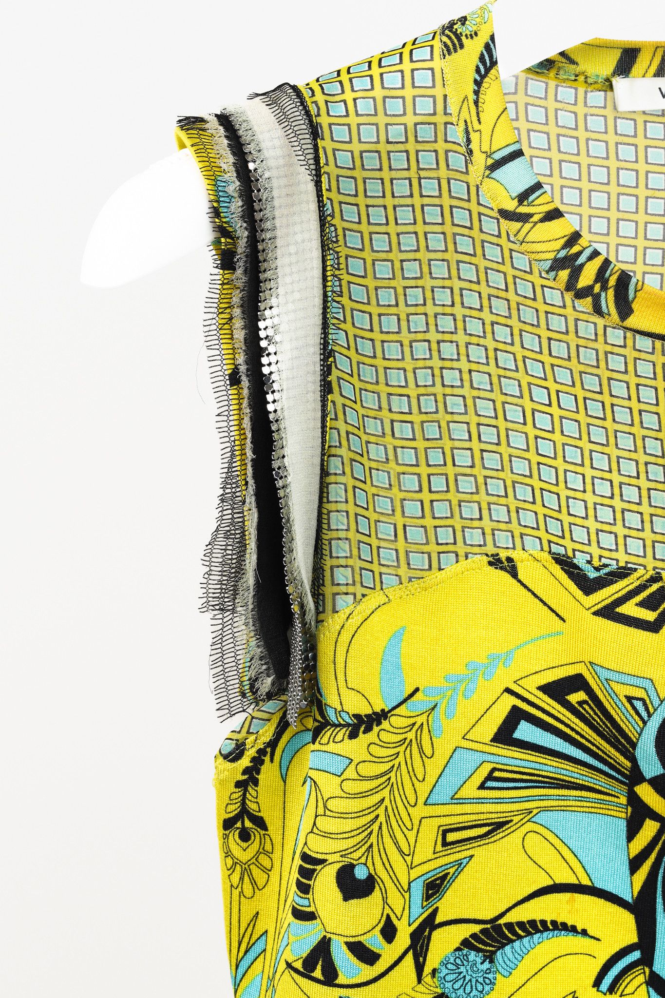 Versace Versace Yellow Print Multi-texture Chainmail Silk Top Size M / US 6-8 / IT 42-44 - 5 Thumbnail