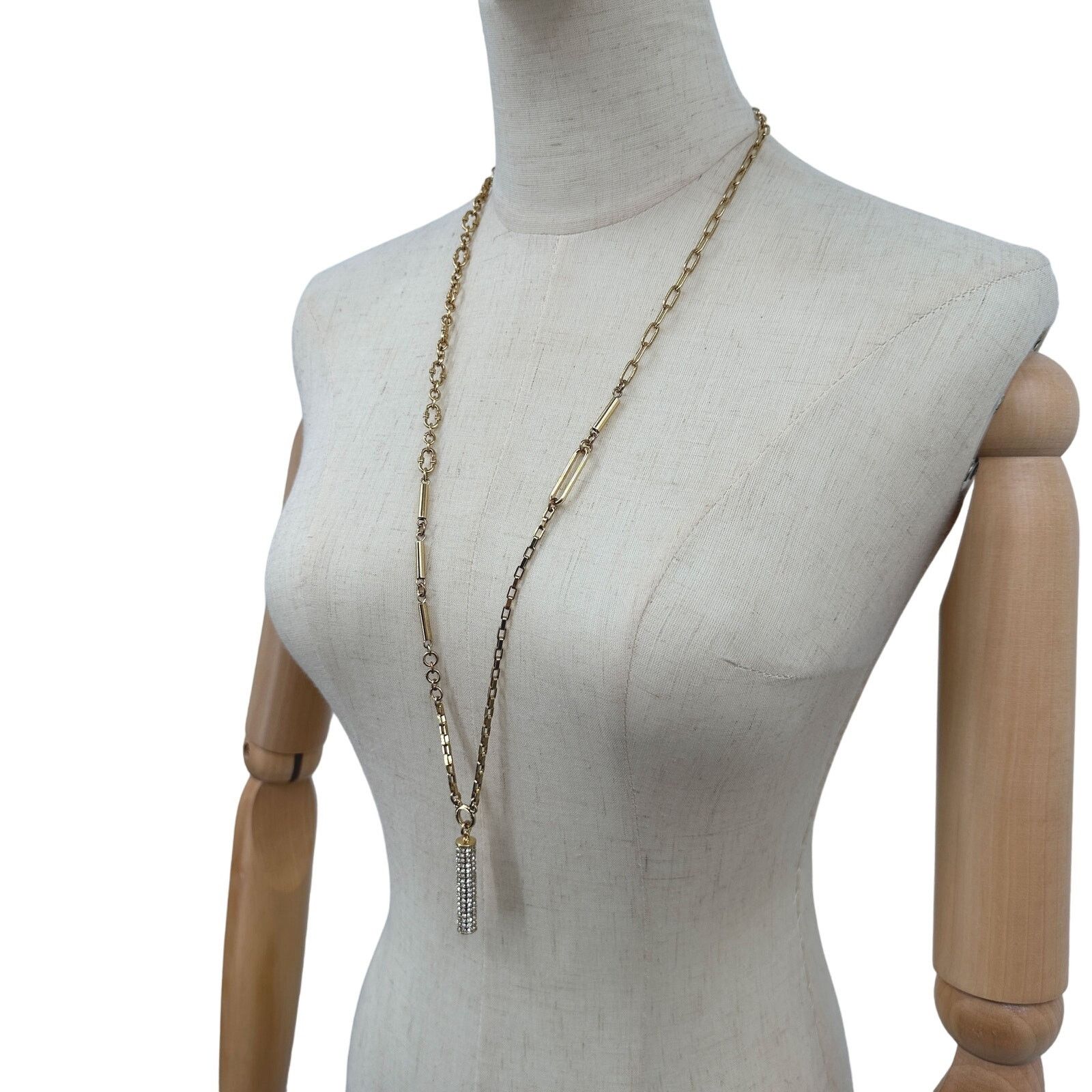 Ann Taylor Ann Taylor Long Statement Necklace Goldtone Chain Pendant Size ONE SIZE - 8 Thumbnail