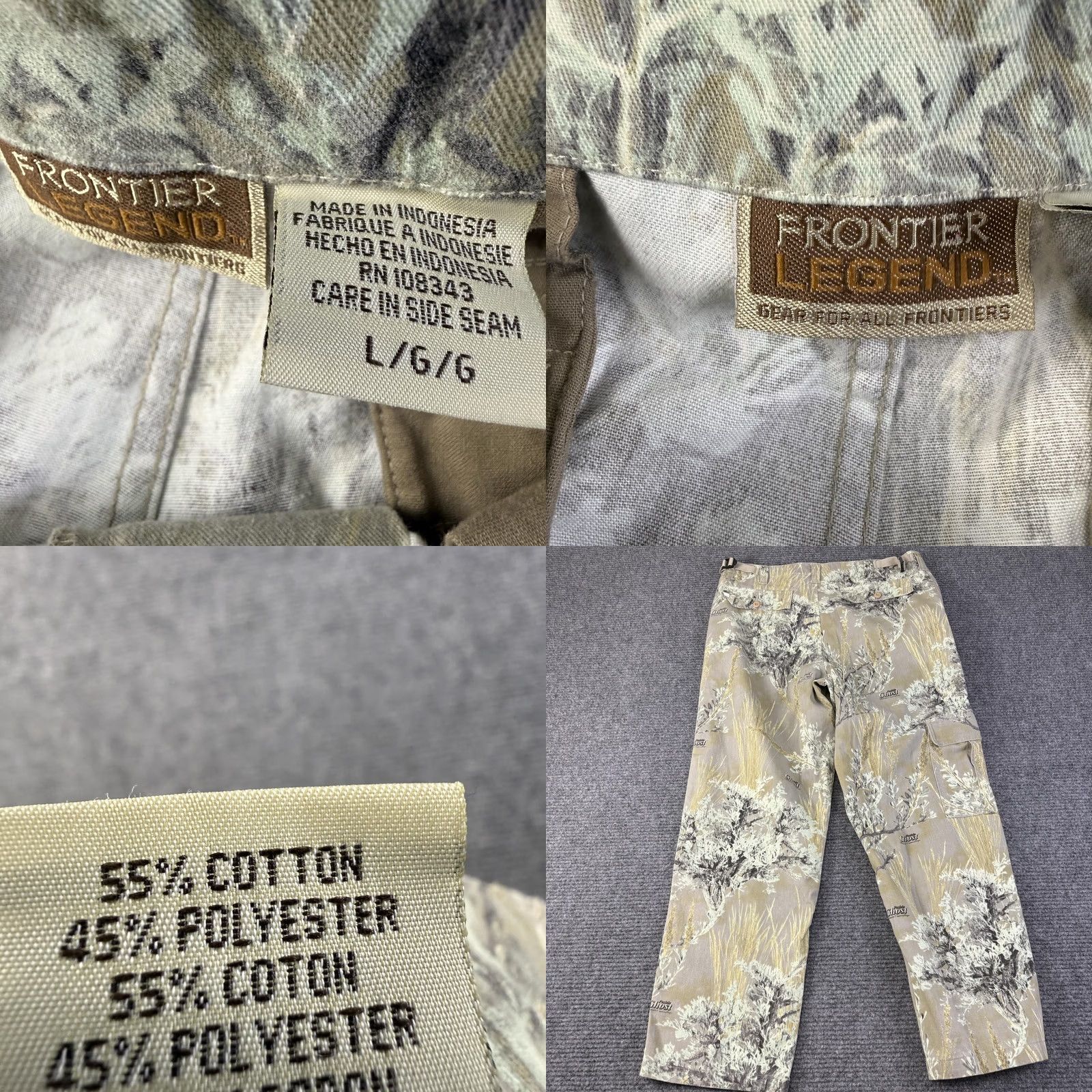 Vintage Frontier Legend Prairie Ghost Camo Hunting Shirt Pants 2 Piece Mens Large Brown Size US L / EU 52-54 / 3 - 8 Thumbnail