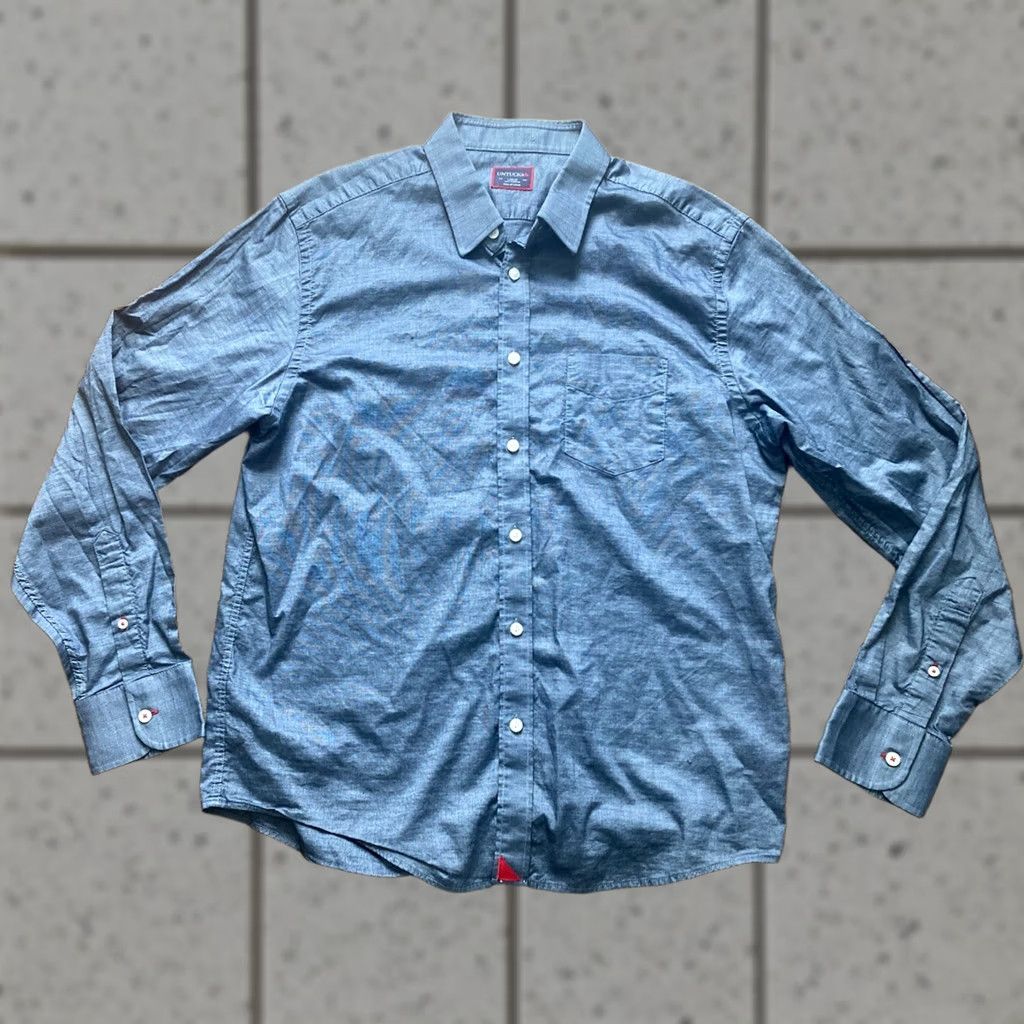 UNTUCKit UNTUCKit Button-Up Shirt Pio Cesare Mens Size L Blue Gray Casual Workwear Short Sleeve Button-Up Shirt Size US L / EU 52-54 / 3 - 1 Thumbnail