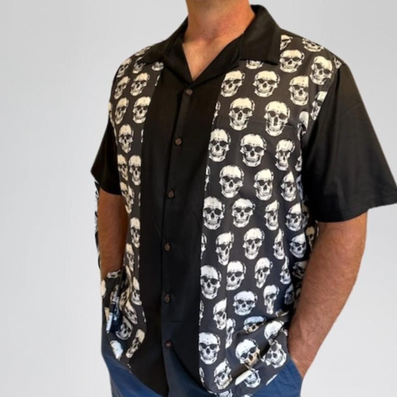 Designer Rockabilly Soft Skull retro 1950s style button up LARGE Size US L / EU 52-54 / 3 - 1 Thumbnail