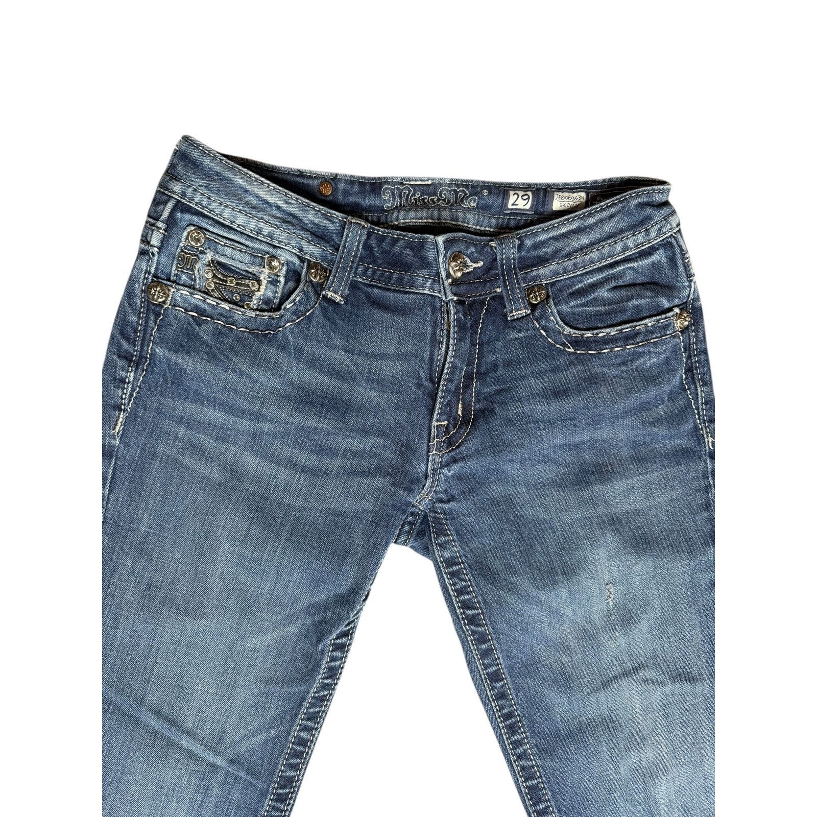 Miss Me × Vintage Vintage Y2k Miss Me Rhinestones Skinny Denim Jeans Size 29 Size 29" - 3 Thumbnail