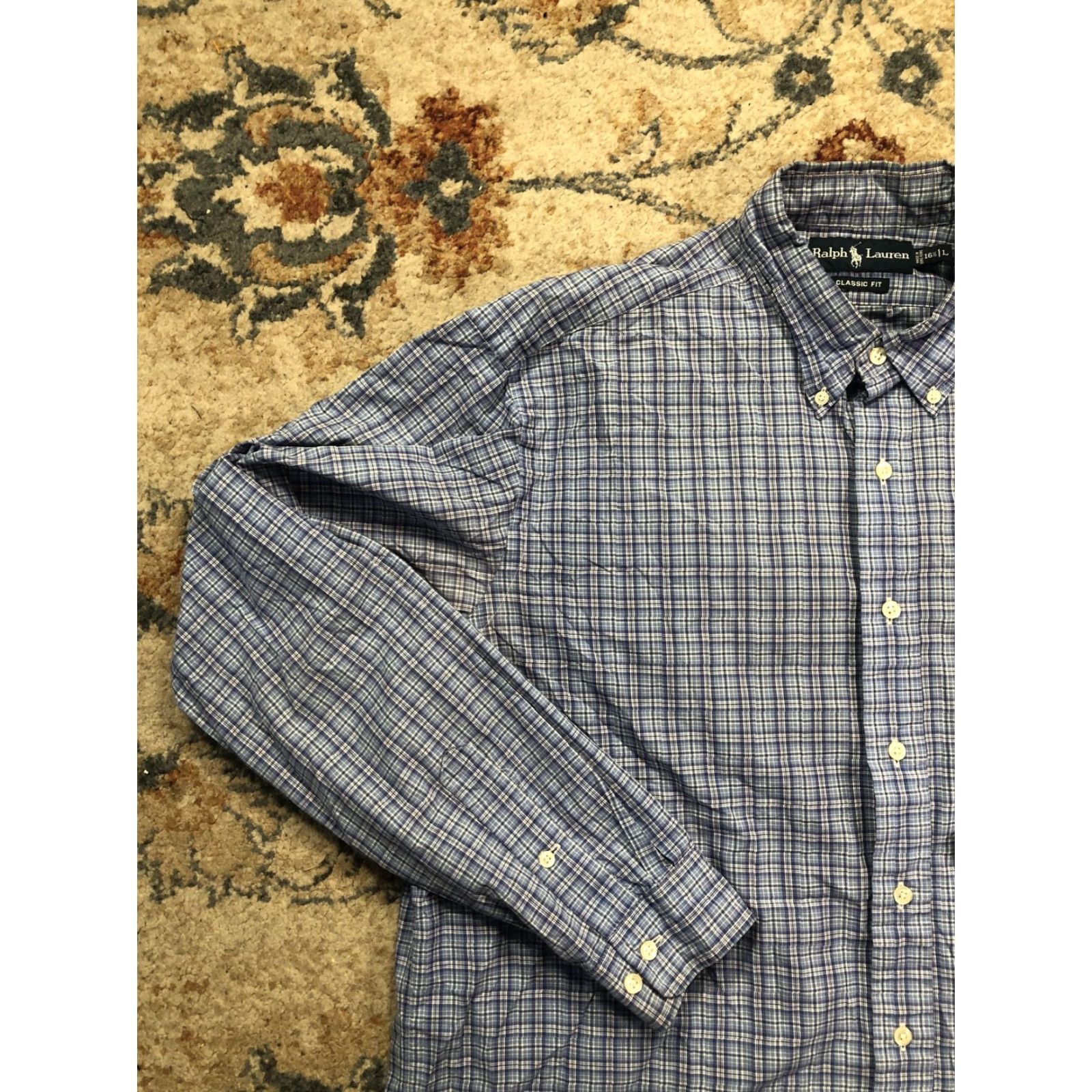 Ralph Lauren Ralph Lauren Shirt Mens Large Blue Plaid Long Sleeve Button Down Pony Logo Size US L / EU 52-54 / 3 - 3 Thumbnail