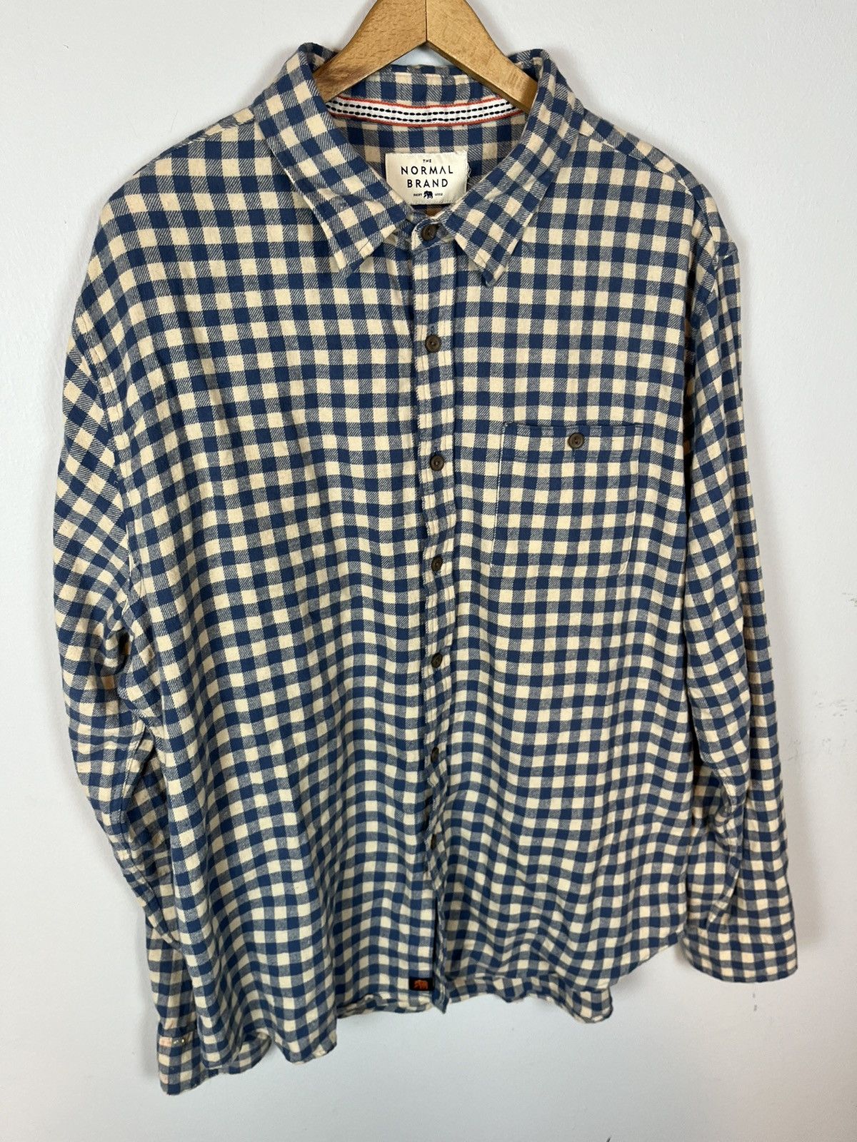 Japanese Brand The Normal Brand blue & cream Flannel Size US L / EU 52-54 / 3 - 6 Thumbnail