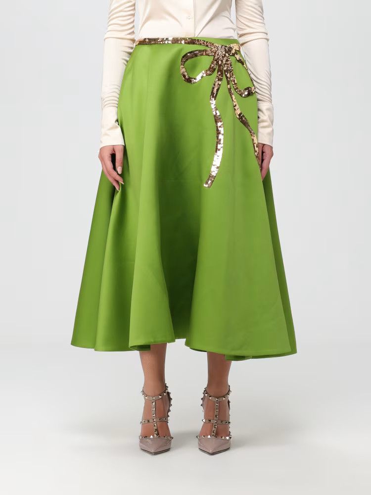 Valentino o1s22i1n0924 Techno Duchesse A-Line Skirt in Green Size 28" / US 6 / IT 42 - 1 Thumbnail