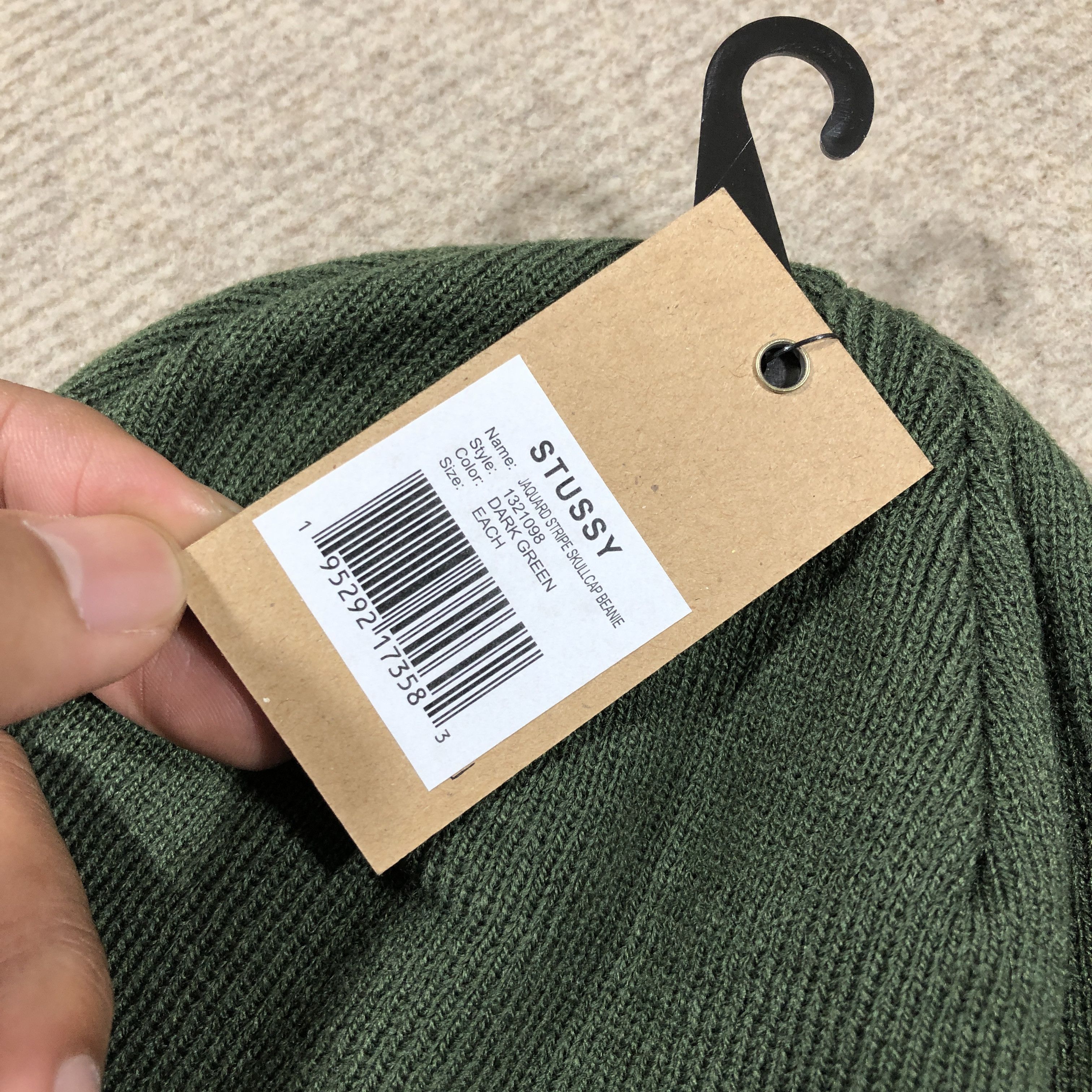 Stussy STUSSY STRIPE SKULLCAP BEANIE HAT • DARK GREEN Size ONE SIZE - 3 Thumbnail