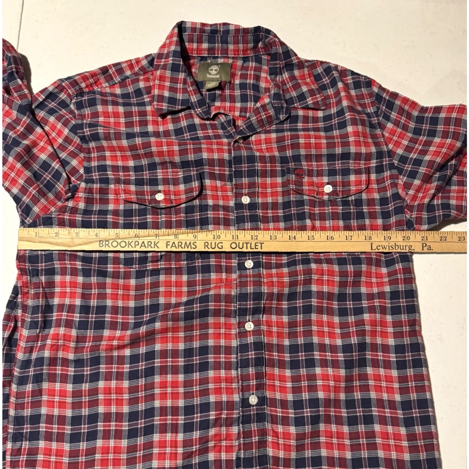 Timberland Timberland Button Up Shirt Mens S Plaid Grunge Streetwear 2010s Red Cotton Flannel Long Sleeve Button-Down Casual Casual Mens Red Plaid Shirt Size US S / EU 44-46 / 1 - 4 Thumbnail