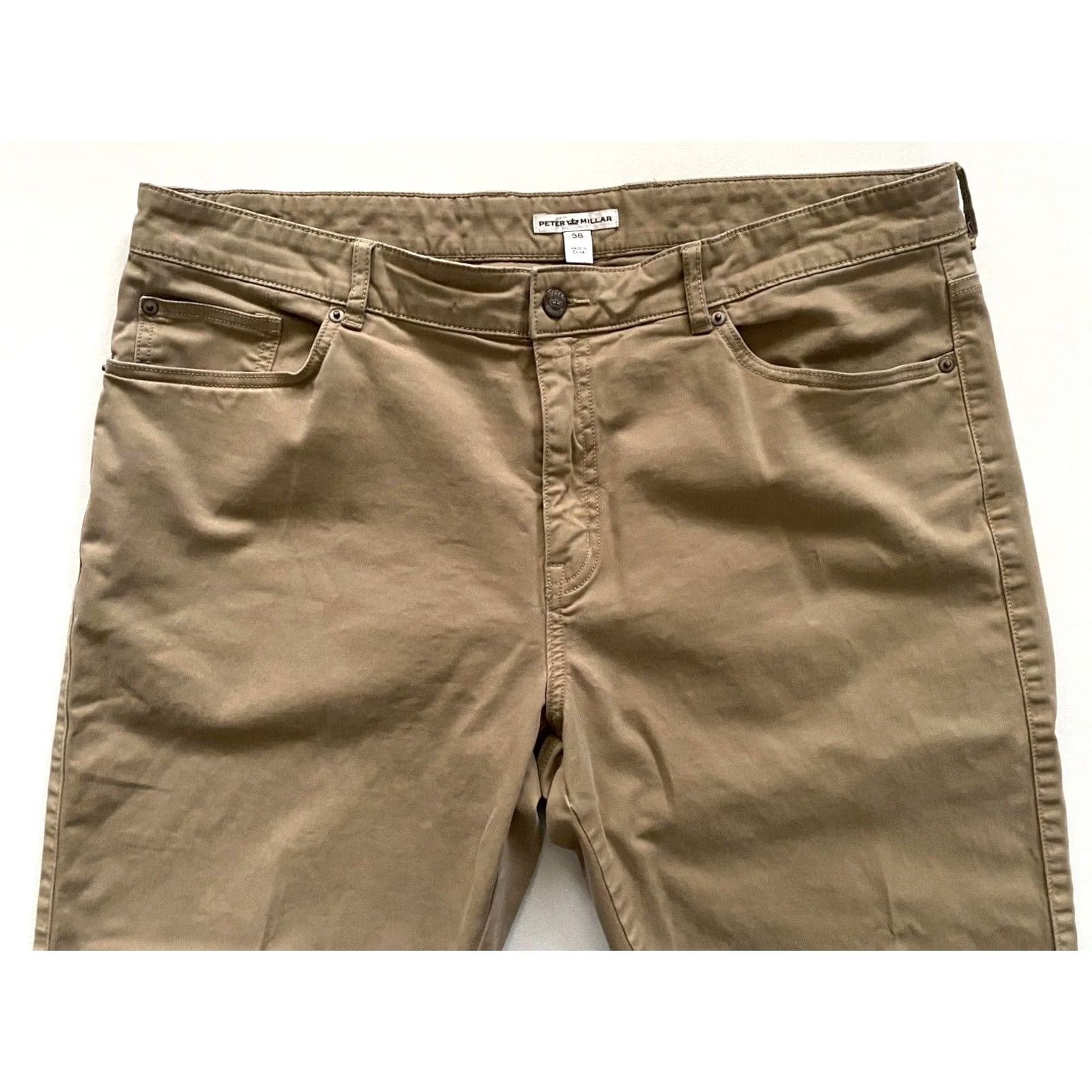 Peter Millar Peter Millar Men's Ultimate Sateen Five-Pocket Pants Sz 38 Beige Chino Regular Slim Straight Belt Loops 32in Inseam Size US 38 / EU 54 - 3 Thumbnail