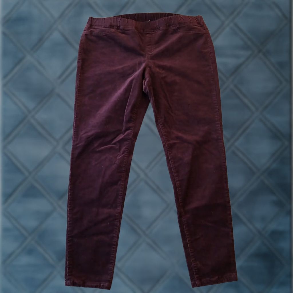 Eileen Fisher Eileen Fisher Pants Ankle Women's Large Purple Corduroy Skinny Pull On Stretch Coastal Regular Inseam 28" Size 36" / US 14 / IT 50 - 1 Thumbnail