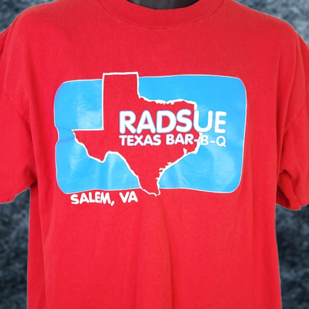 Vintage VINTAGE Radsue Texas BBQ T Shirt Mens Size XL 90s Salem Virginia Made In USA XL Red Size US XL / EU 56 / 4 - 1 Thumbnail