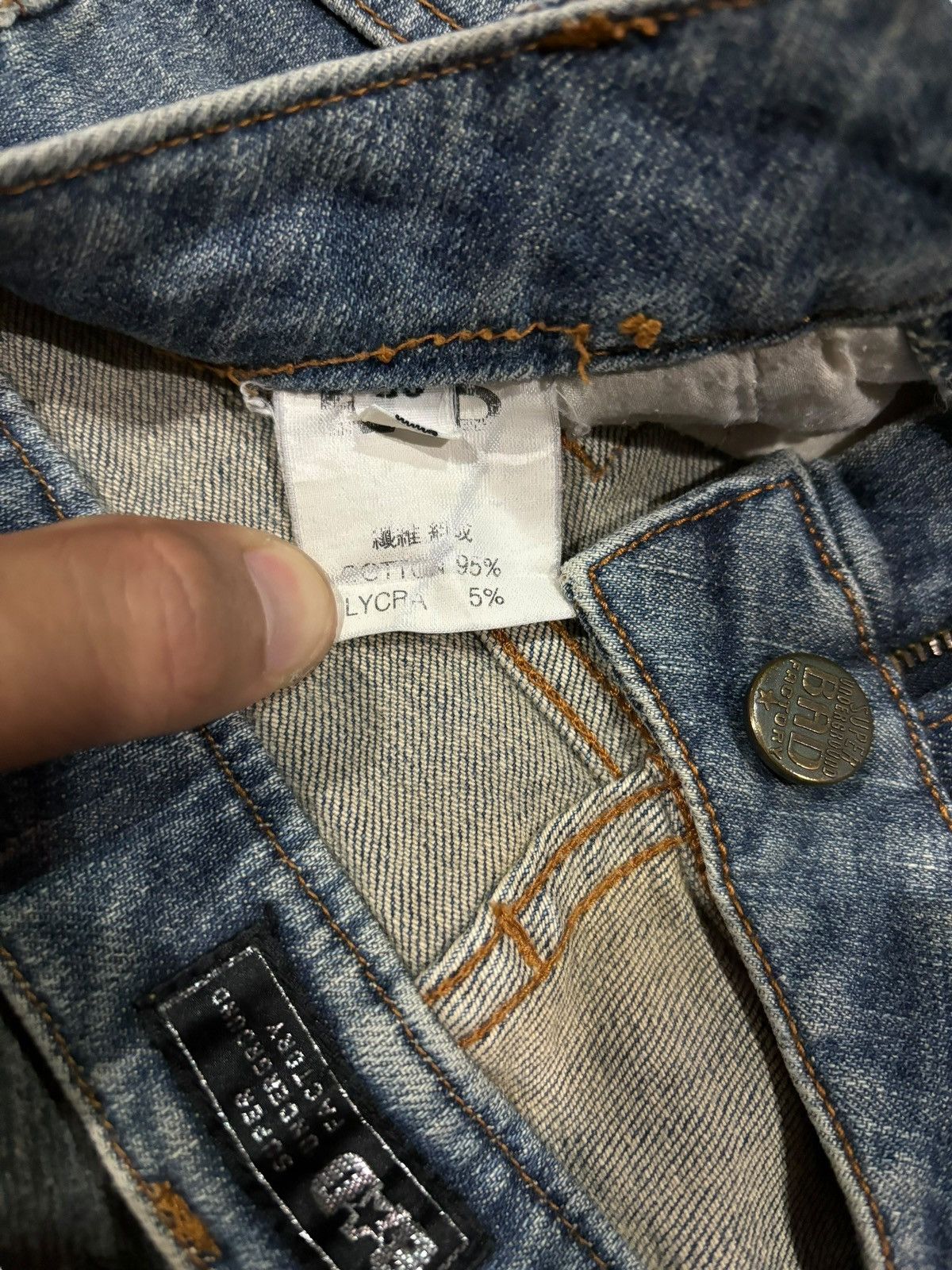 Japanese Brand Y2k BAD Flared Bootcut Faded Bondage Punk Stretch Jeans Size US 29 - 8 Thumbnail