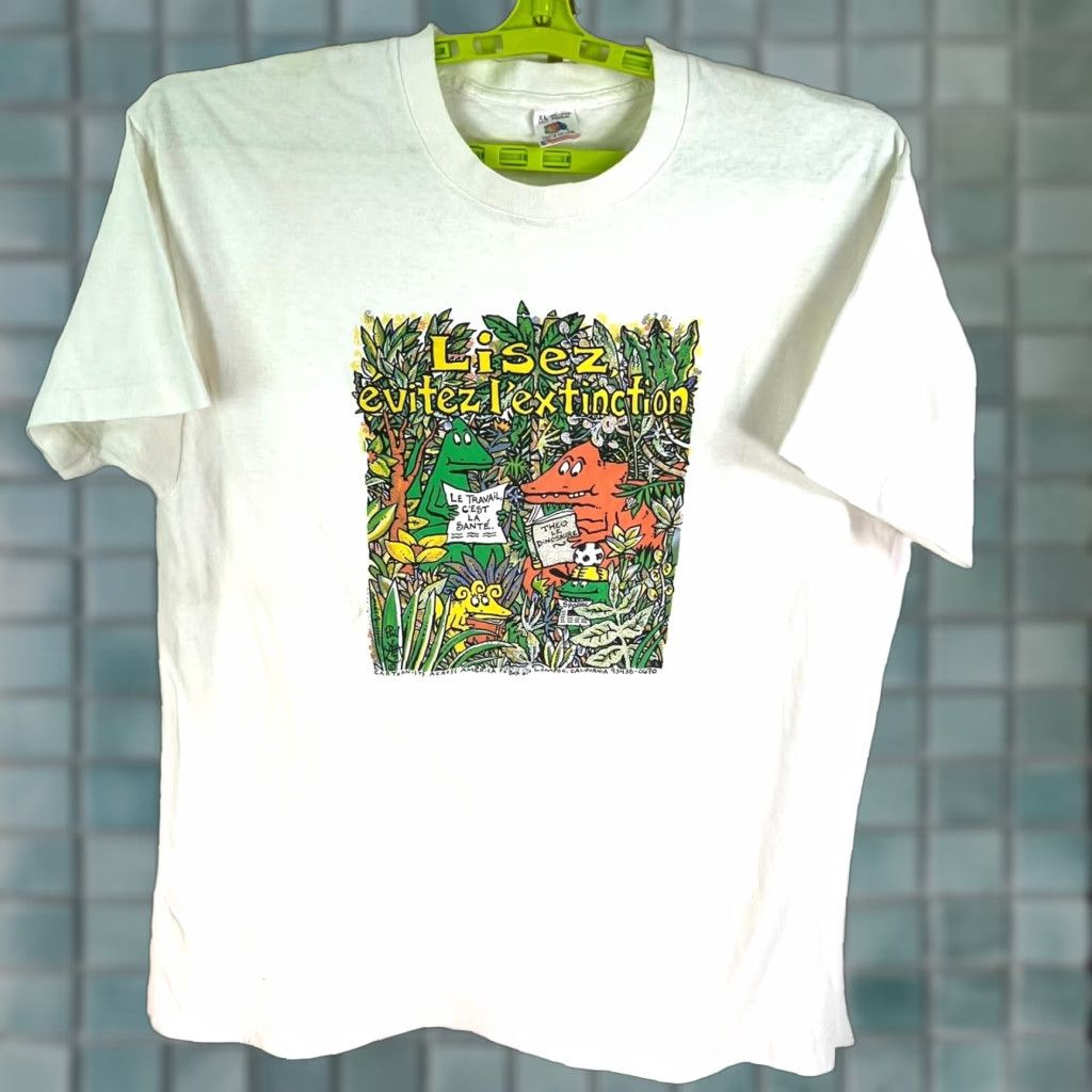 Fruit Of The Loom VINTAGE Fruit of the Loom T-Shirt 90s Mens XL White Graphic Print Crew Neck Short Sleeve 1990s Classic Size US XL / EU 56 / 4 - 1 Thumbnail