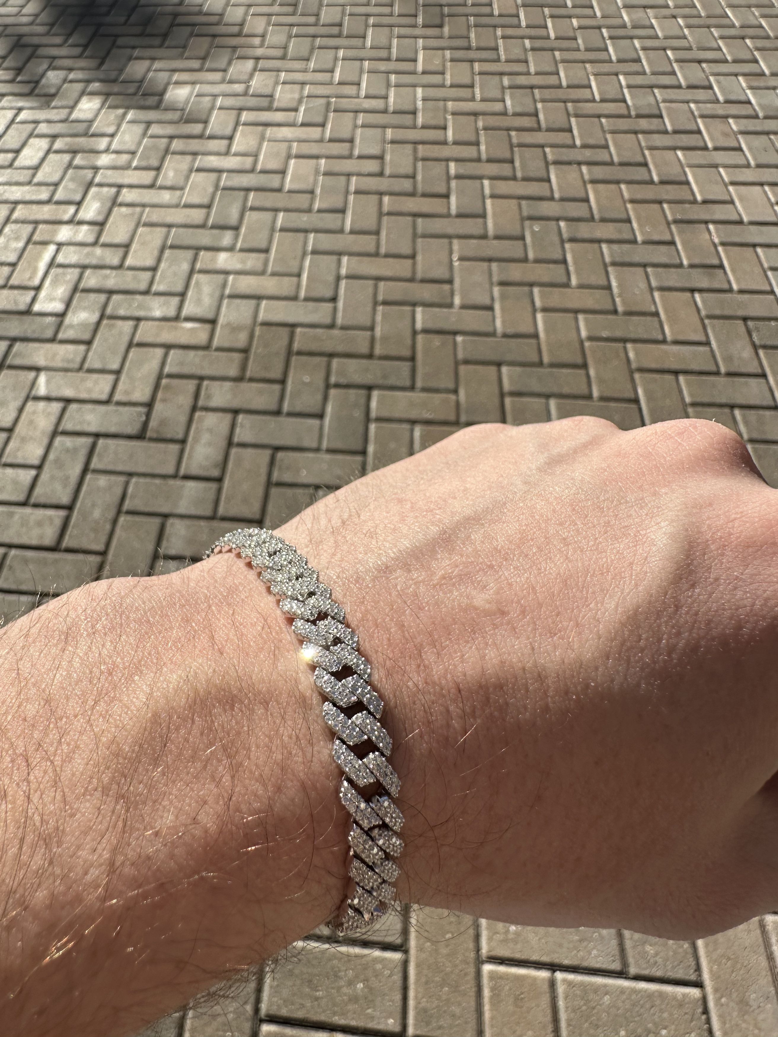Jewelry Moissanite VVS 6.5 inch 8mm Cuban bracelet Sterling Silver Size ONE SIZE - 3 Thumbnail