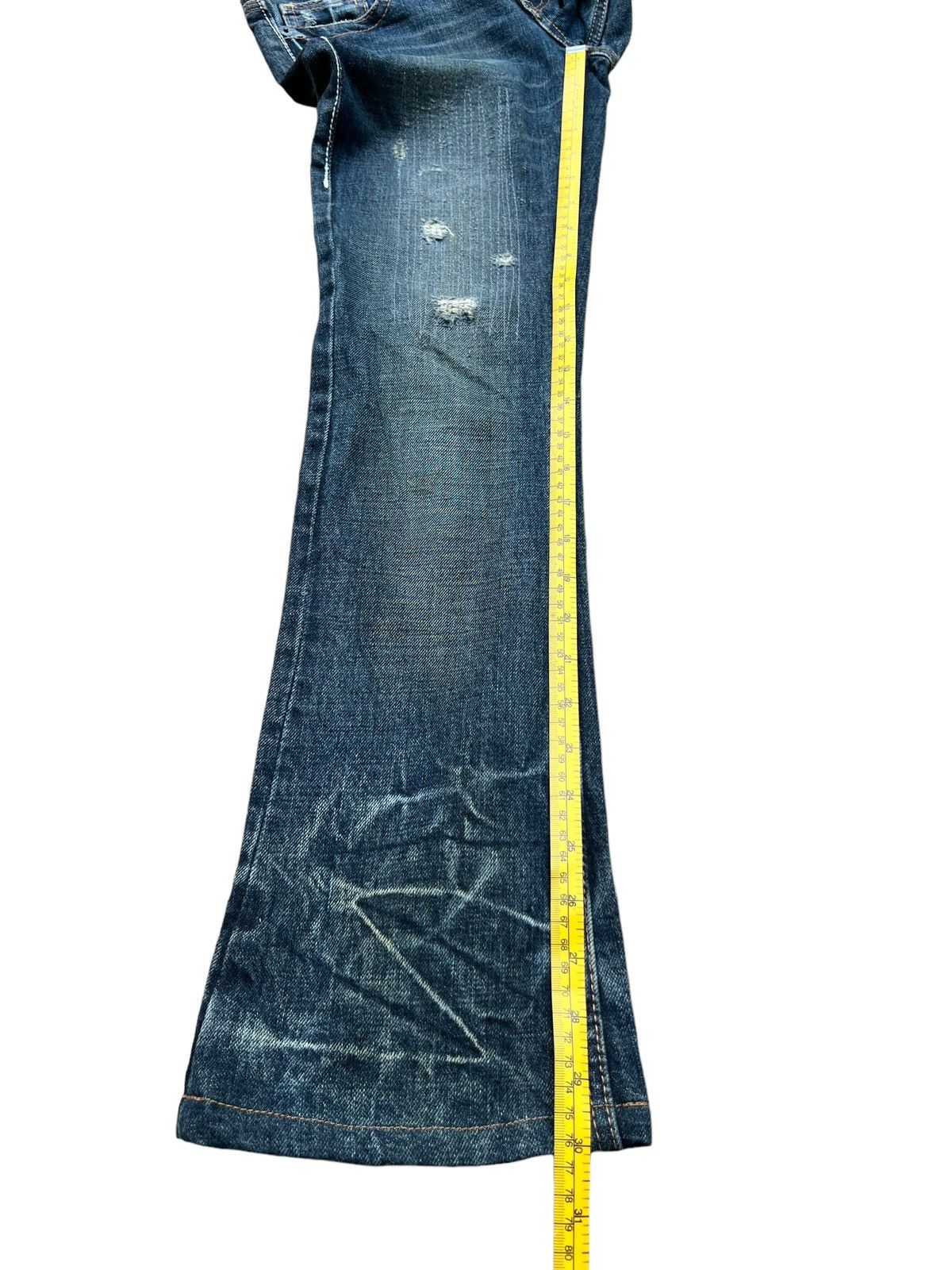 Japanese Brand MTRL Distressed Punk Flare Lowrise Denim Jeans 29x30 Size 29" - 10 Thumbnail