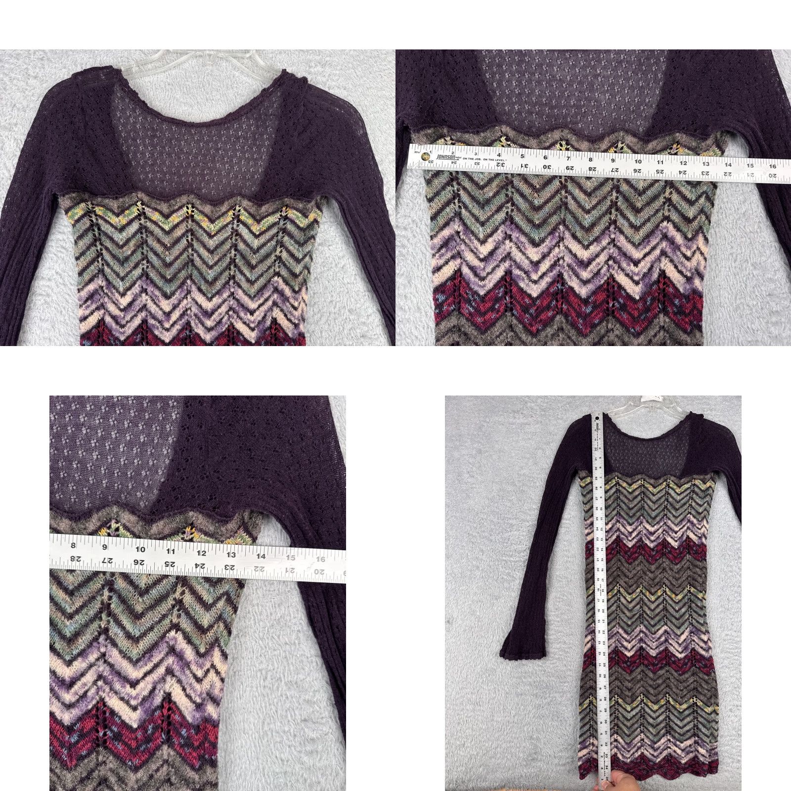 Free People VINTAGE Free People Bohemian Dress Women's Small Short Sleeve Crochet Wool Chevron Bell Sleeve Casual Fall Winter Summer Size S / US 4 / IT 40 - 8 Thumbnail