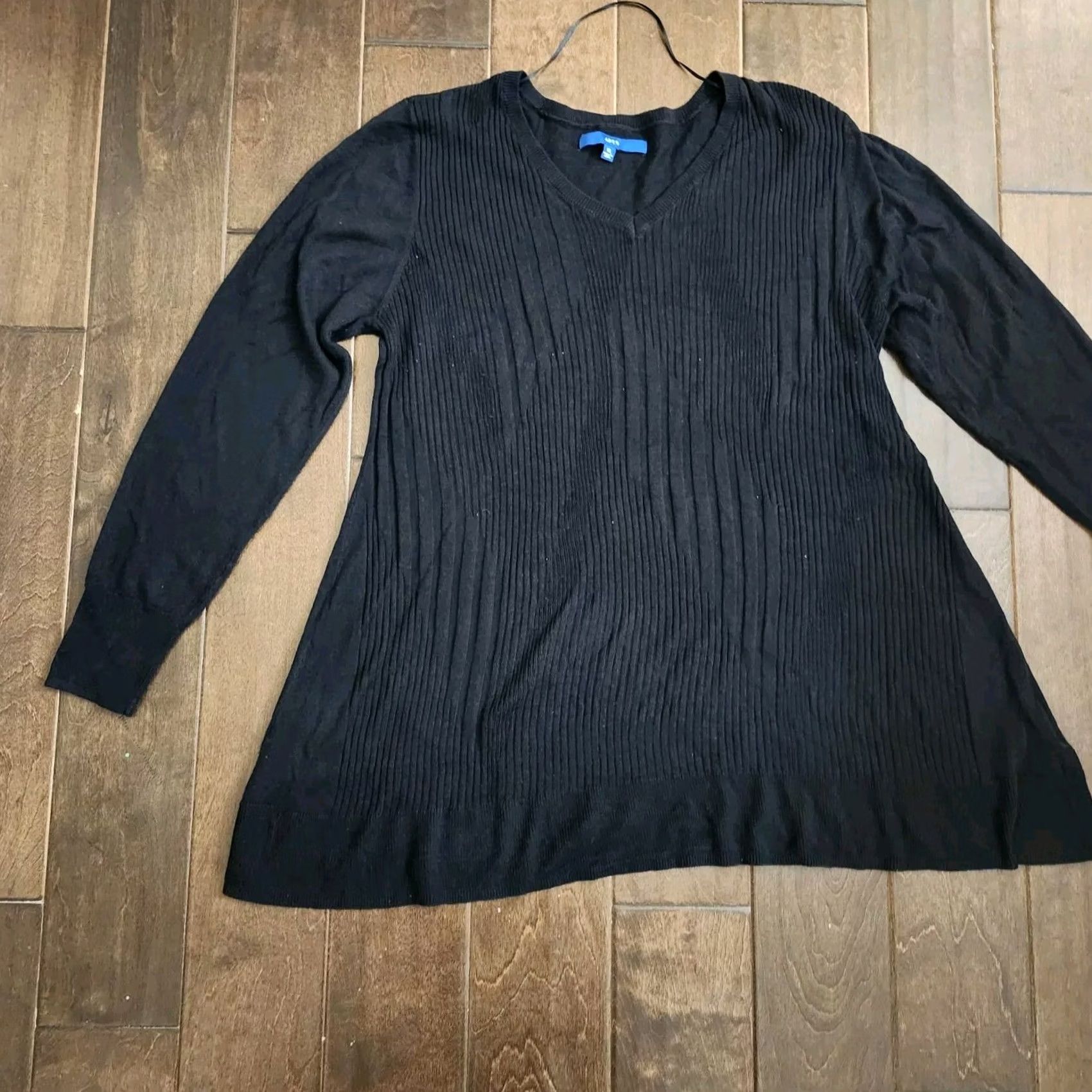 Vintage Apt 9 Blouse Women's Black Long Sleeve XL Solid Shirt Pullover Casual Business Travel Lightweight Stretch Regular Fit Women Size XL / US 12-14 / IT 48-50 - 3 Thumbnail