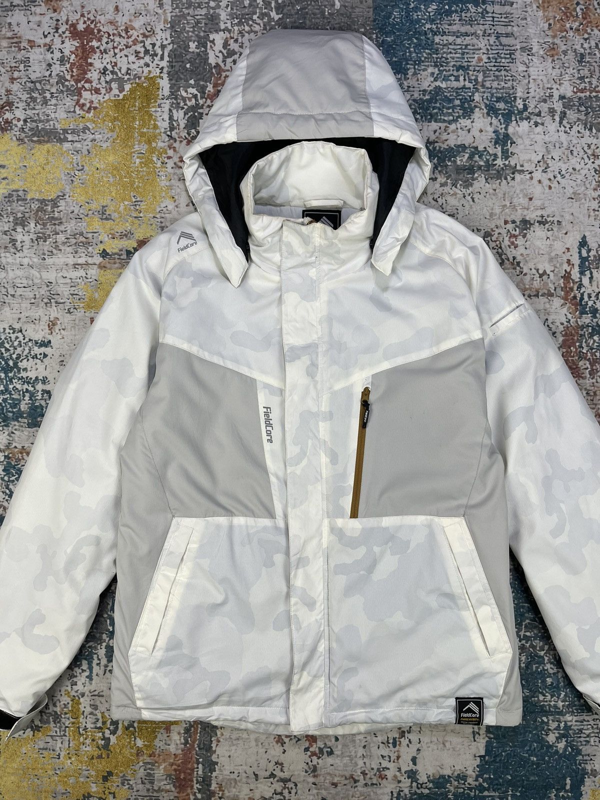 Japanese Brand Fieldcore Three Avirity White Camo Weather Jackets Size US L / EU 52-54 / 3 - 2 Thumbnail