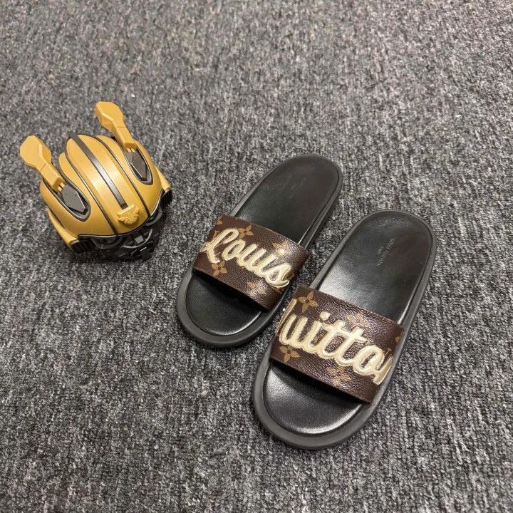 Louis Vuitton Louis Vuitton Women's Black Brown Slide Sandals -2508 Size US 5 / IT 35 - 1 Thumbnail