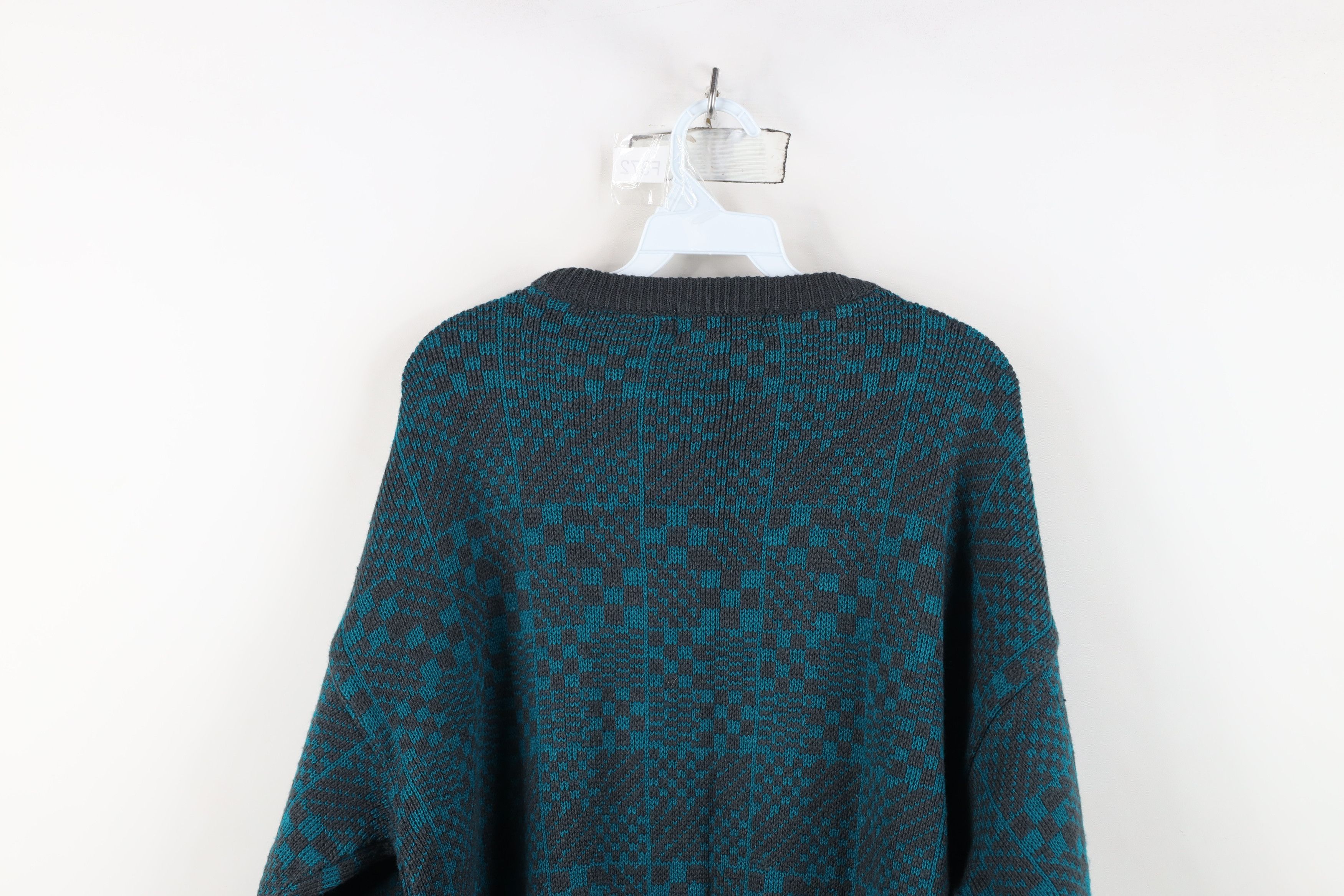 Vintage Vintage 90s Streetwear Checkered Knit Crewneck Sweater Size US L / EU 52-54 / 3 - 9 Thumbnail