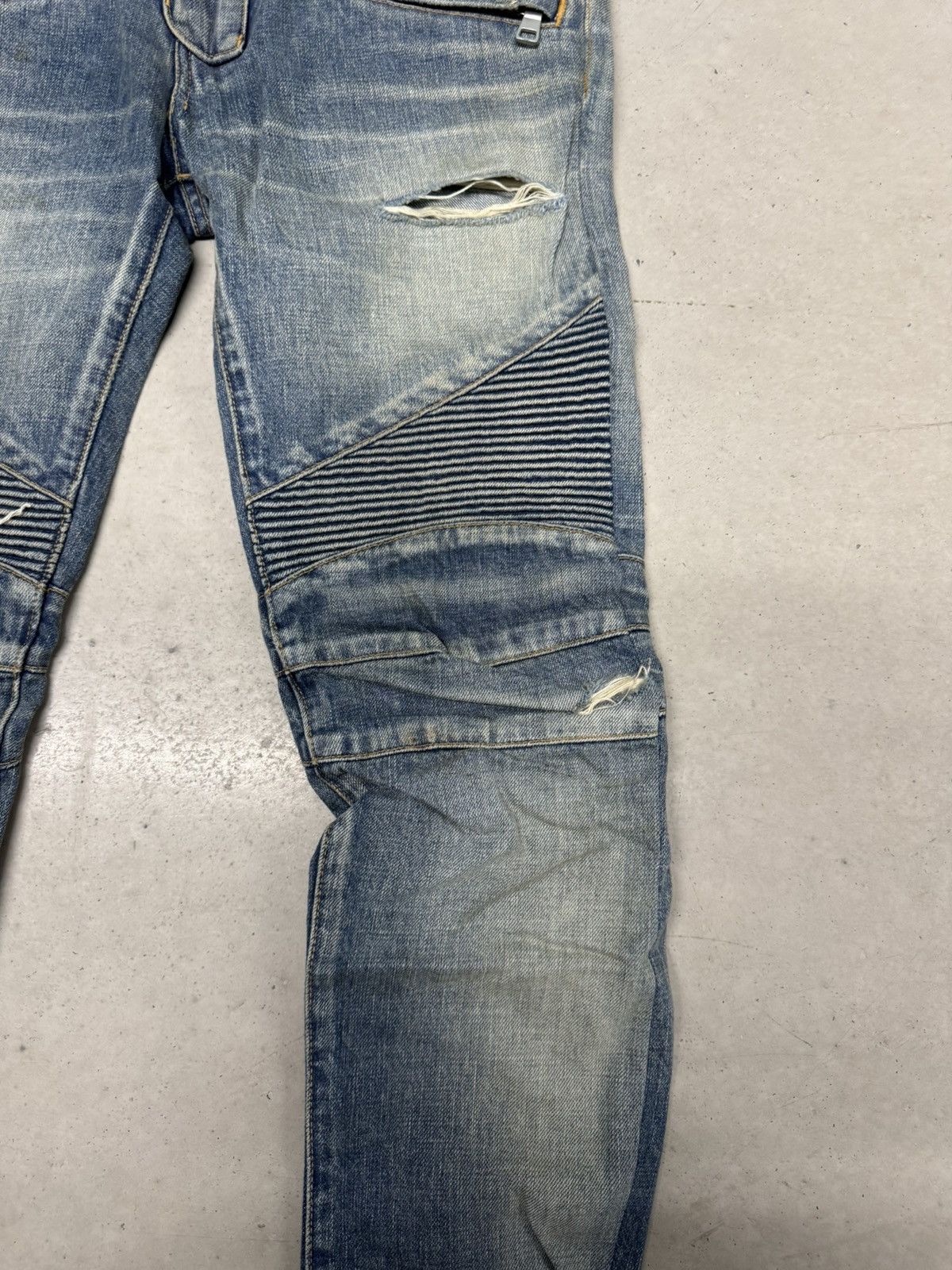 Balmain Balmain Christophe Decarnin washed biker jeans in blue Size US 30 / EU 46 - 2 Thumbnail