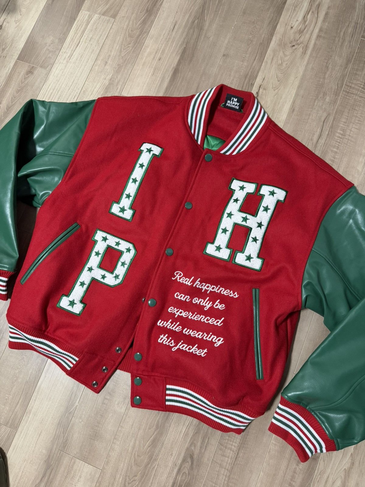 NO ID I’m Happy Promise “HAPPY ALLSTAR” Varsity Jacket Size US XXL / EU 58 / 5 - 3 Thumbnail