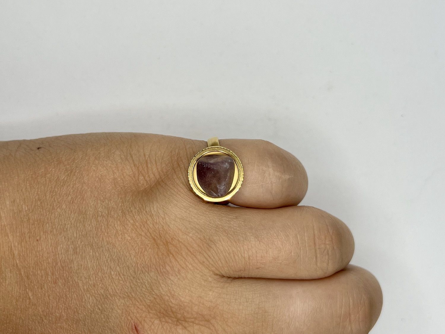 Handmade Amethyst Gold Stainless Steel Ring - size 7.5 Size ONE SIZE - 4 Thumbnail