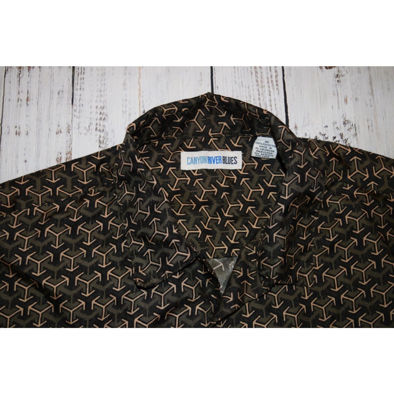 Vintage Canyon River Blues Mens Black Gold Arrows Short Sleeve Button Shirt XL X-Large Size US XL / EU 56 / 4 - 3 Thumbnail