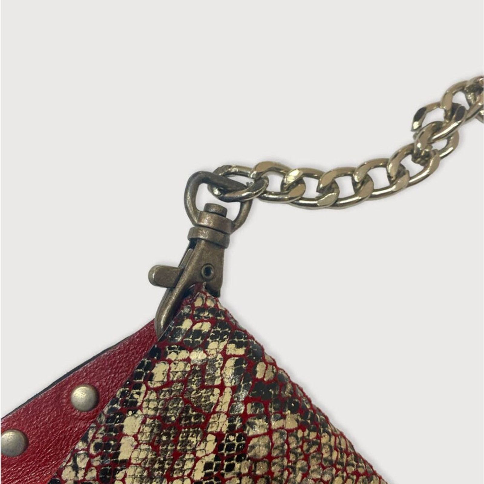 Other Vintage Handmade Red leather & Snakeskin Clutch Size ONE SIZE - 6 Thumbnail
